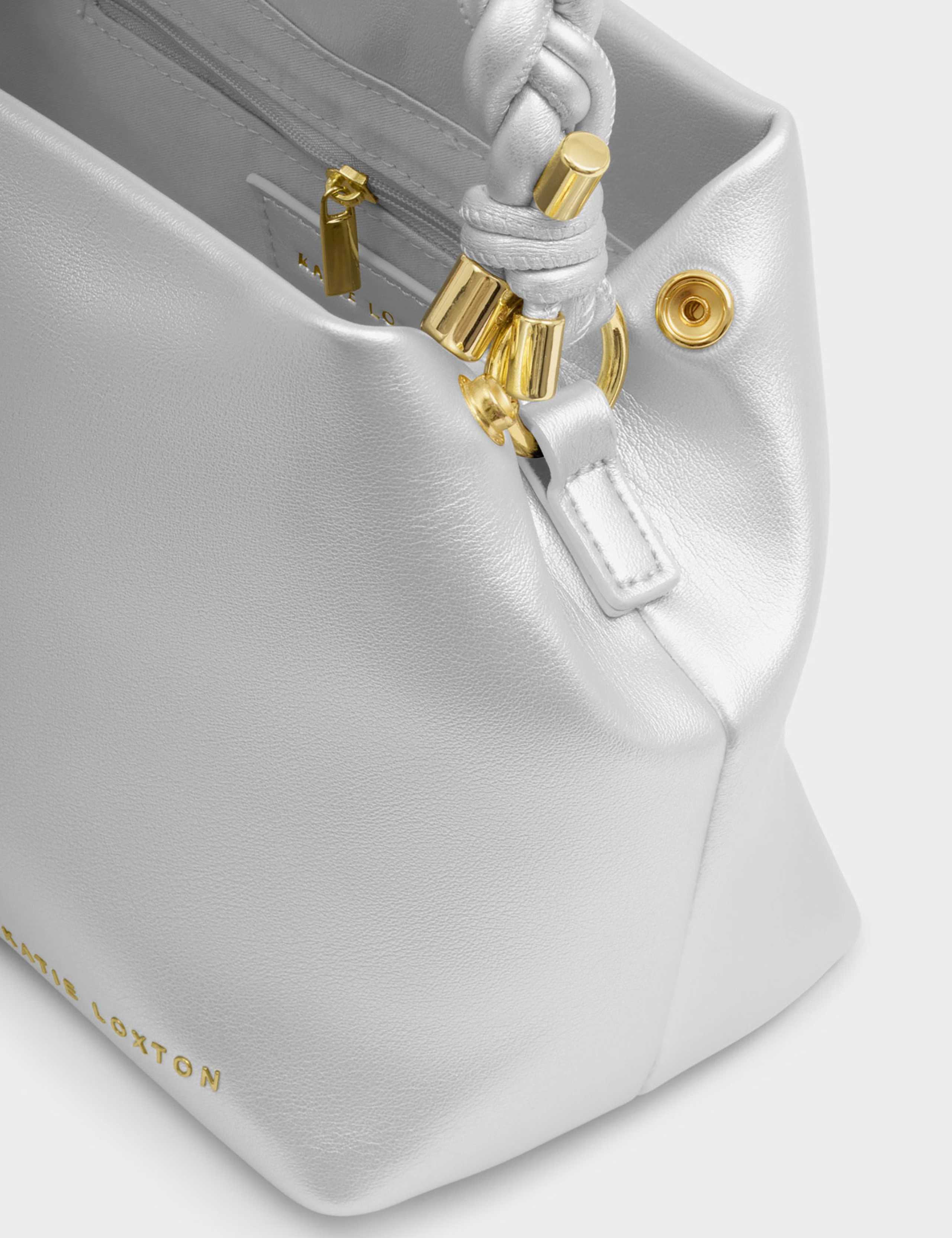 Faux Leather Braided Handle Bag 3 of 5