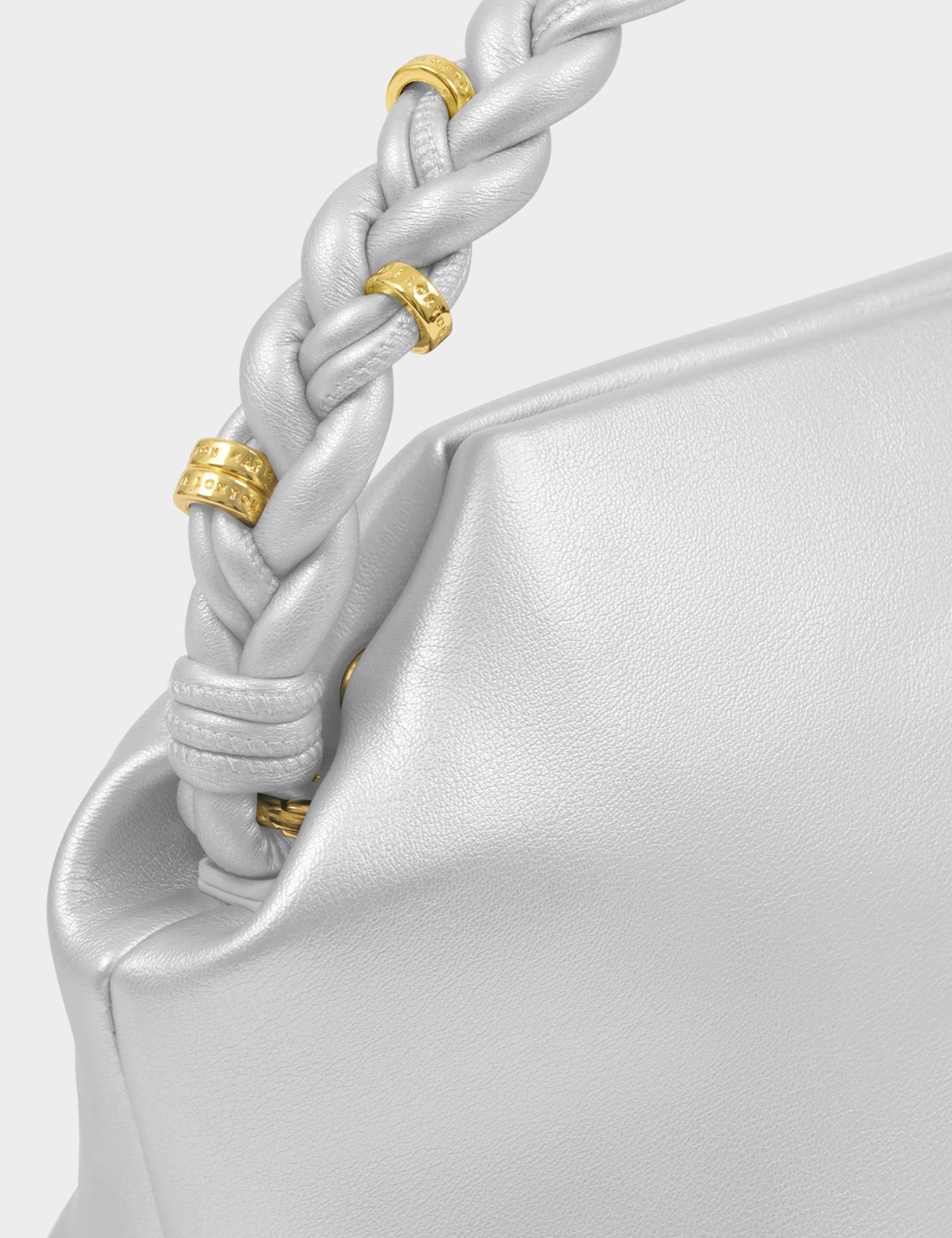 Faux Leather Braided Handle Bag 4 of 5