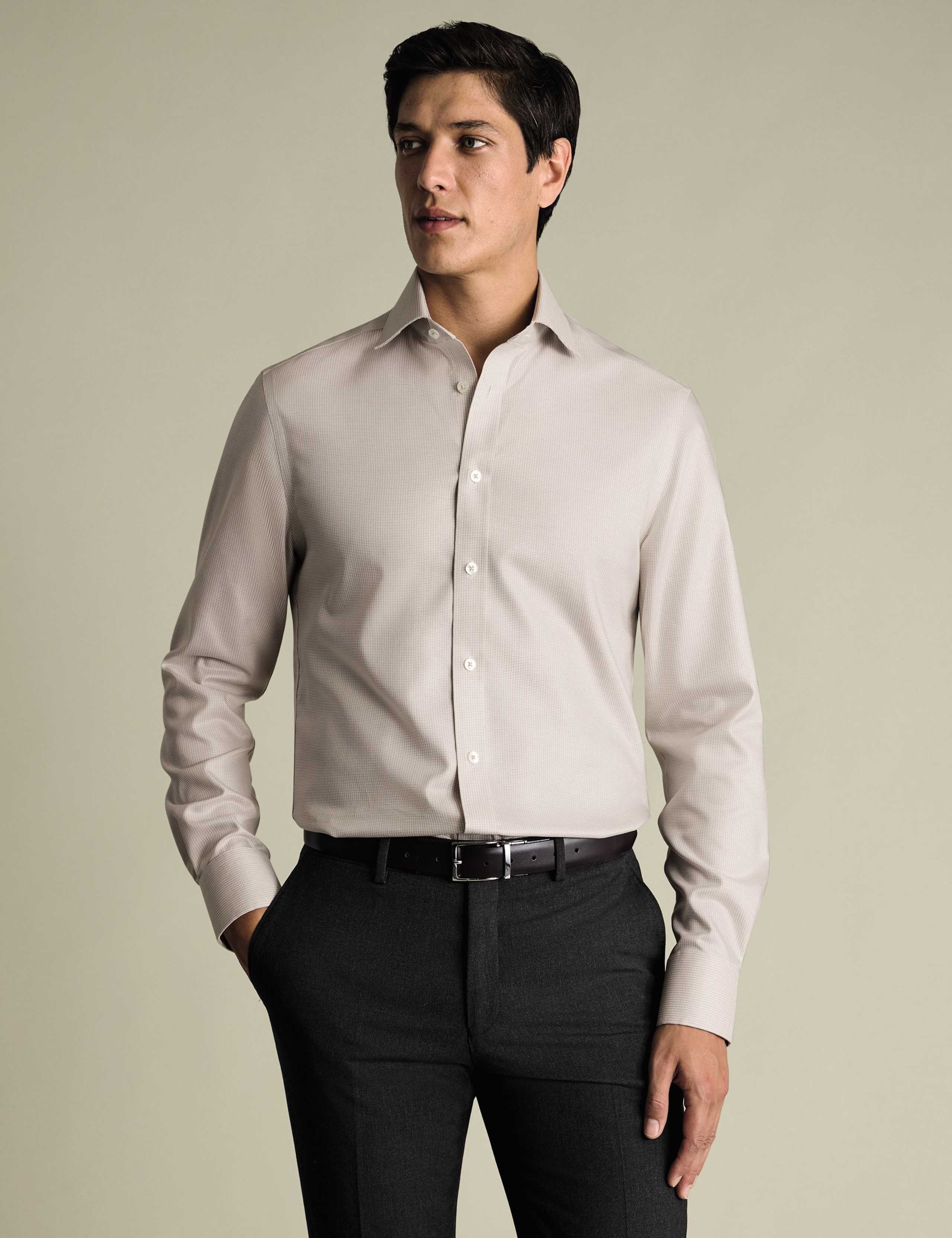 Slim Fit Non Iron Pure Cotton Textured Shirt 1 of 6