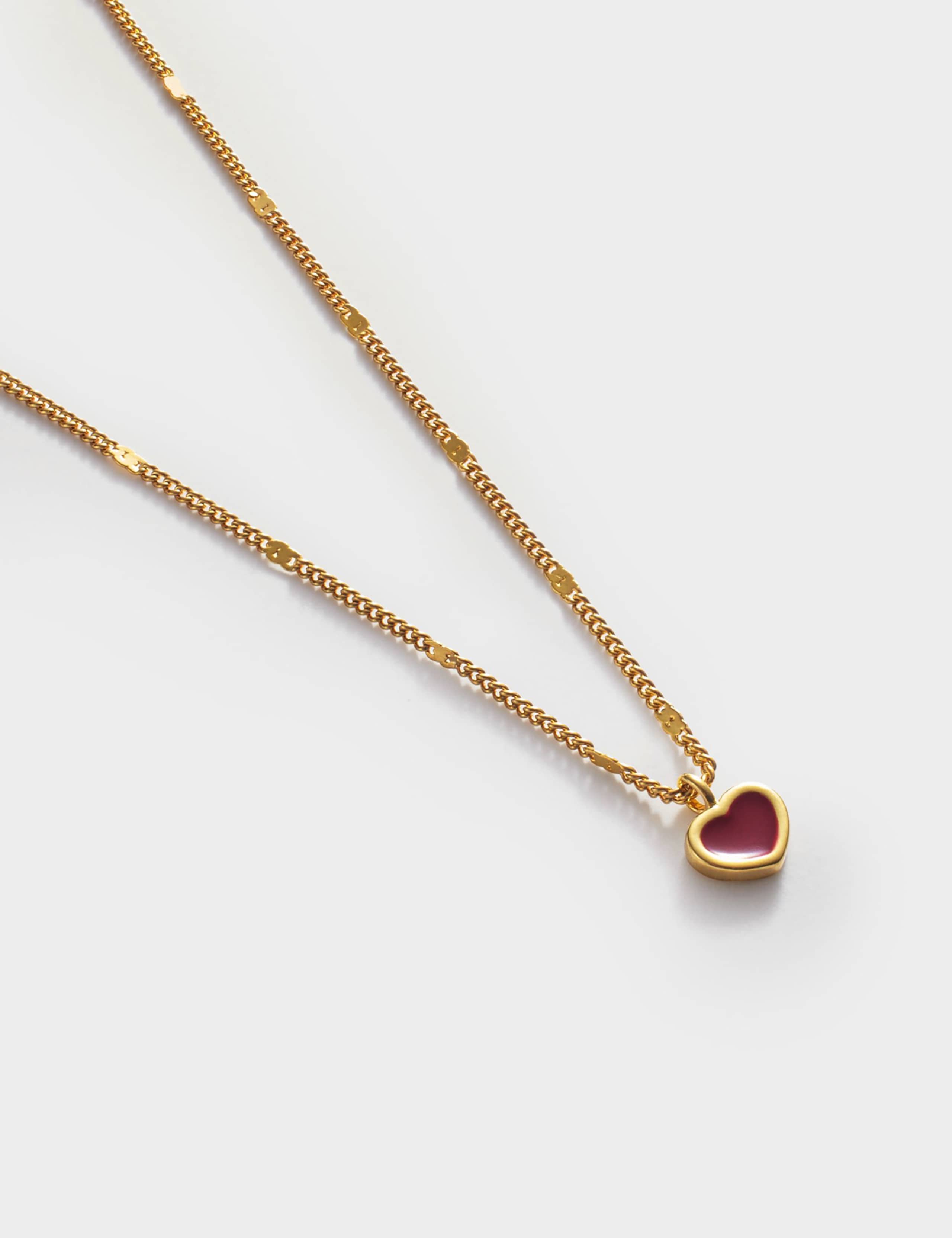 Gold Coated Enamel Heart Waterproof Necklace 4 of 5