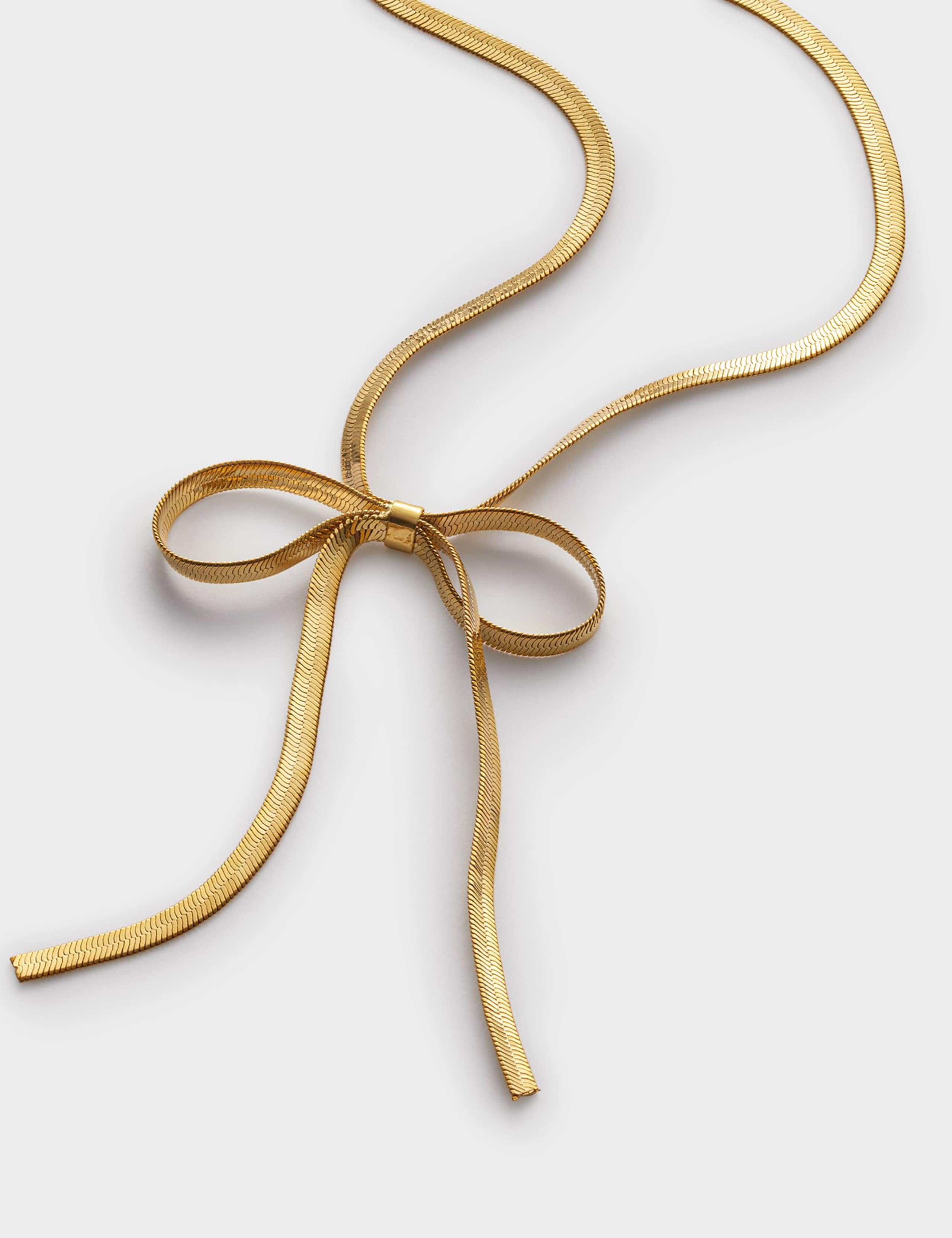 Gold Coated Ribbon Bow Waterproof Necklace 2 of 5