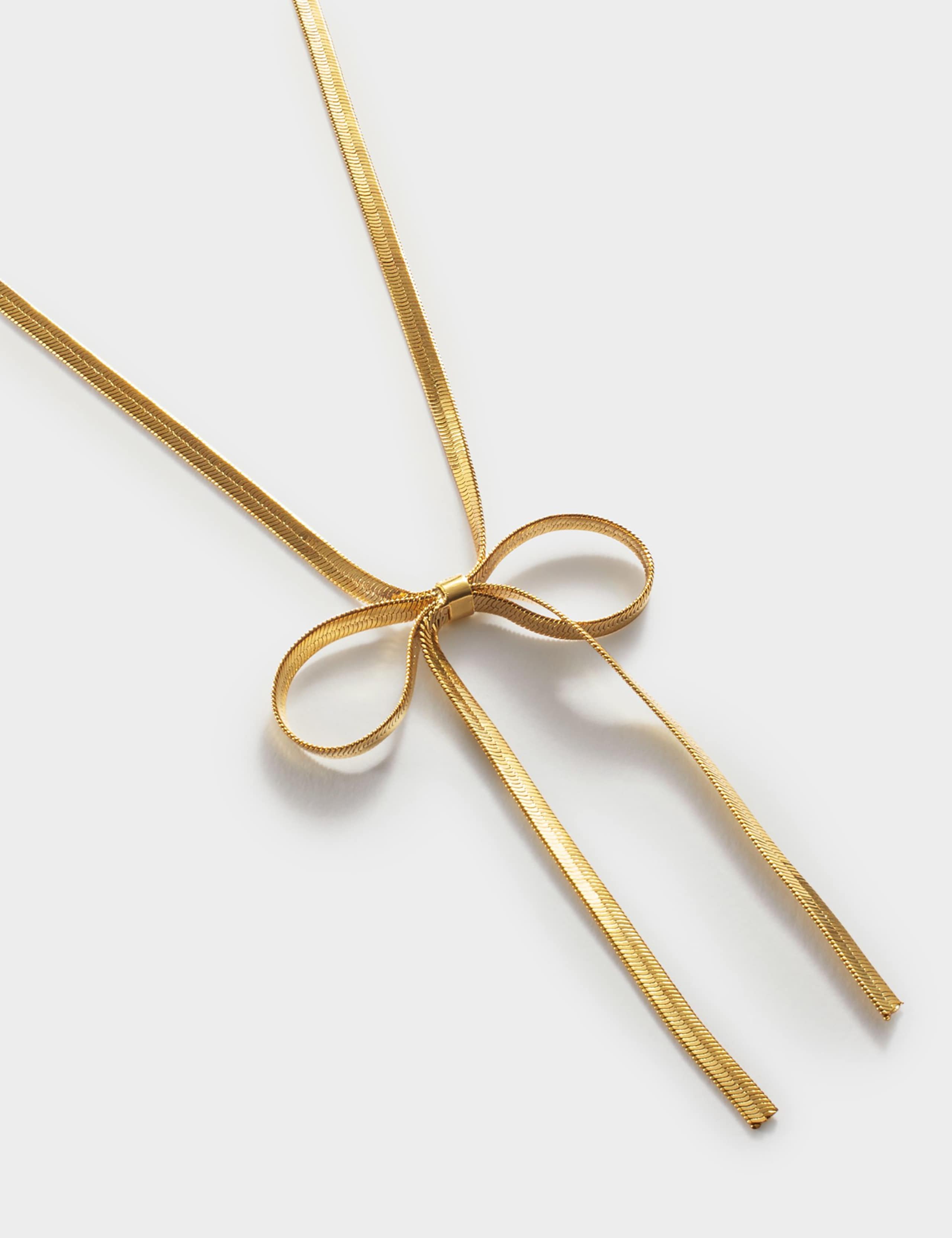 Gold Coated Ribbon Bow Waterproof Necklace 5 of 5