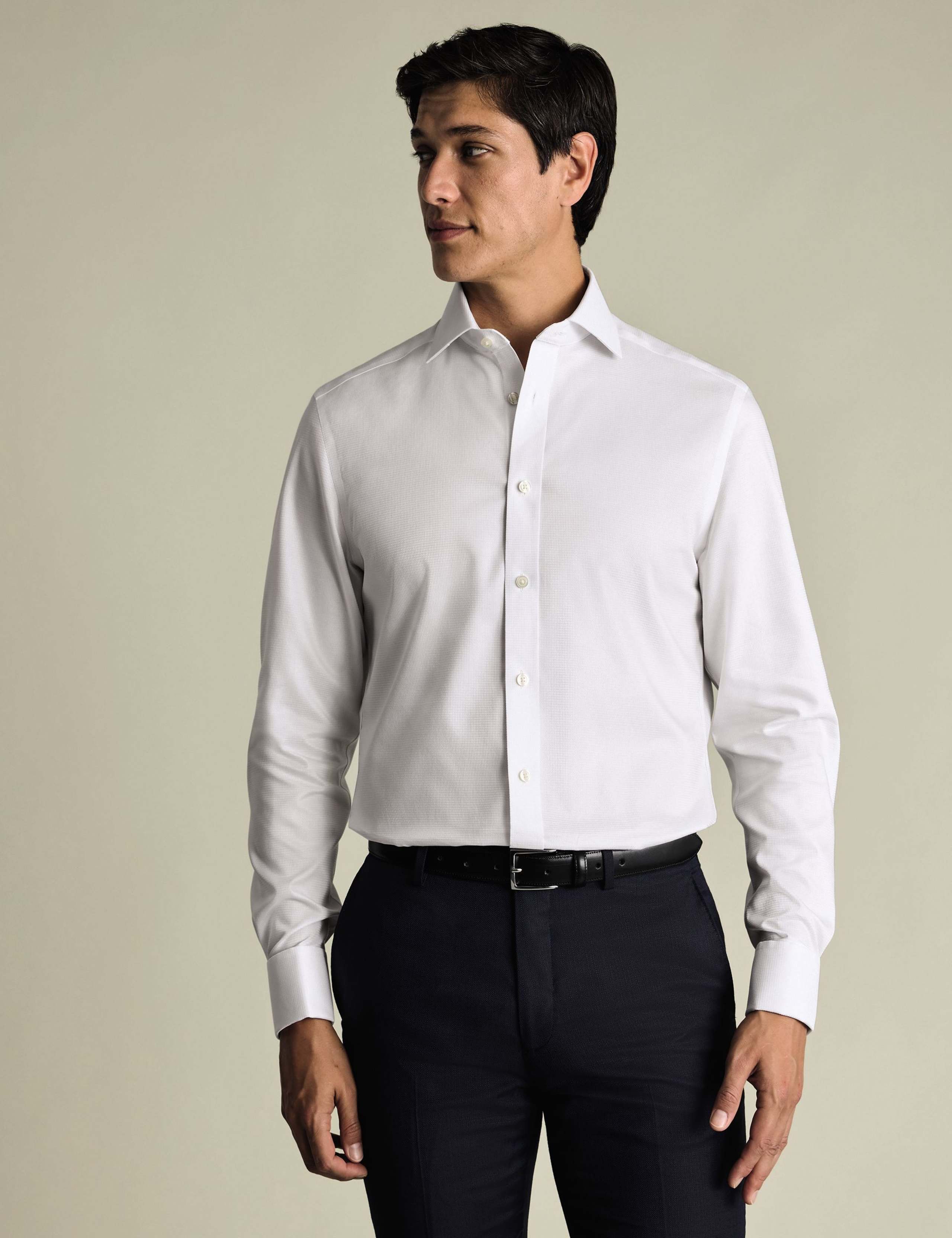 Slim Fit Non Iron Pure Cotton Textured Shirt 1 of 5