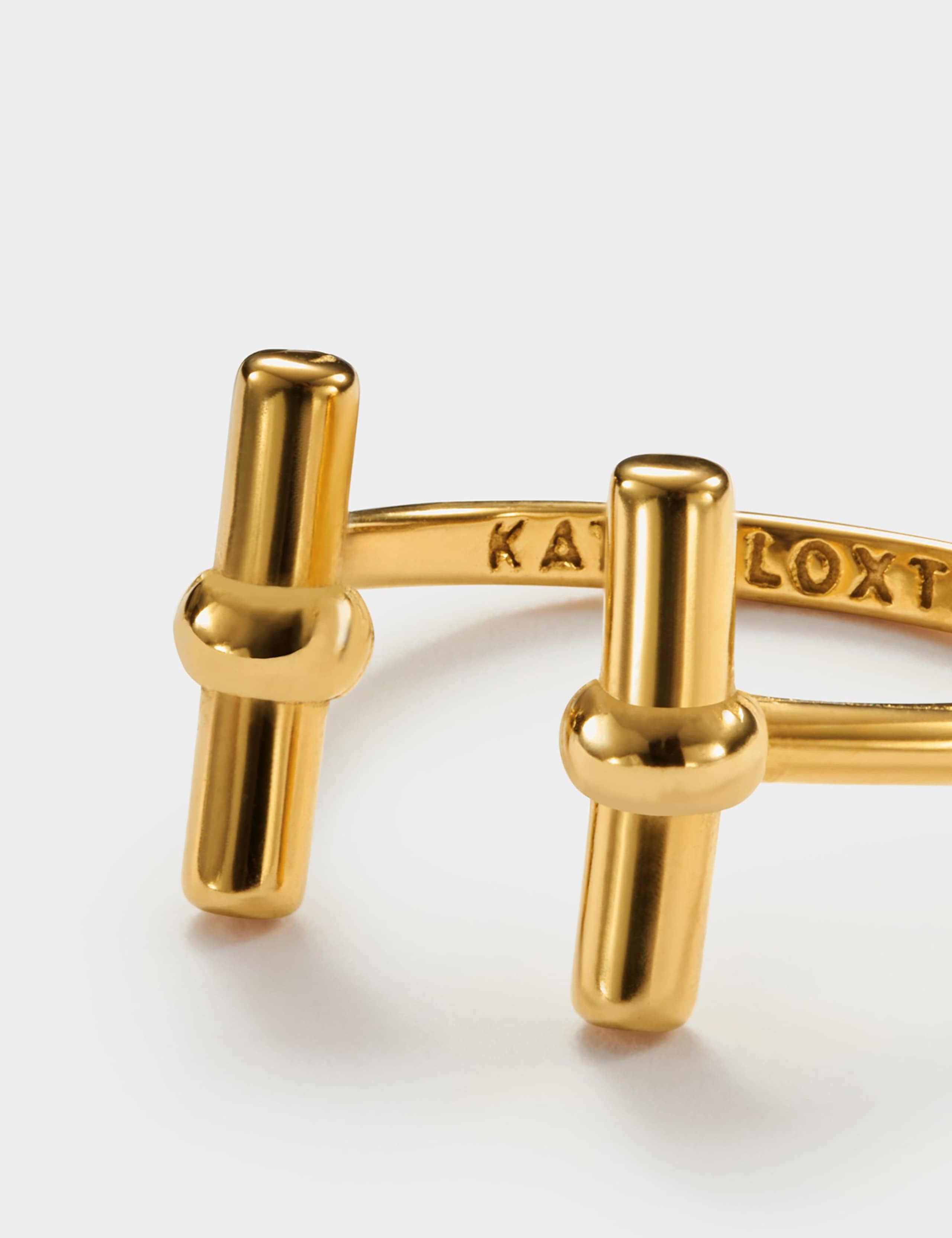 Gold Plated T-Bar Waterproof Ring 2 of 5