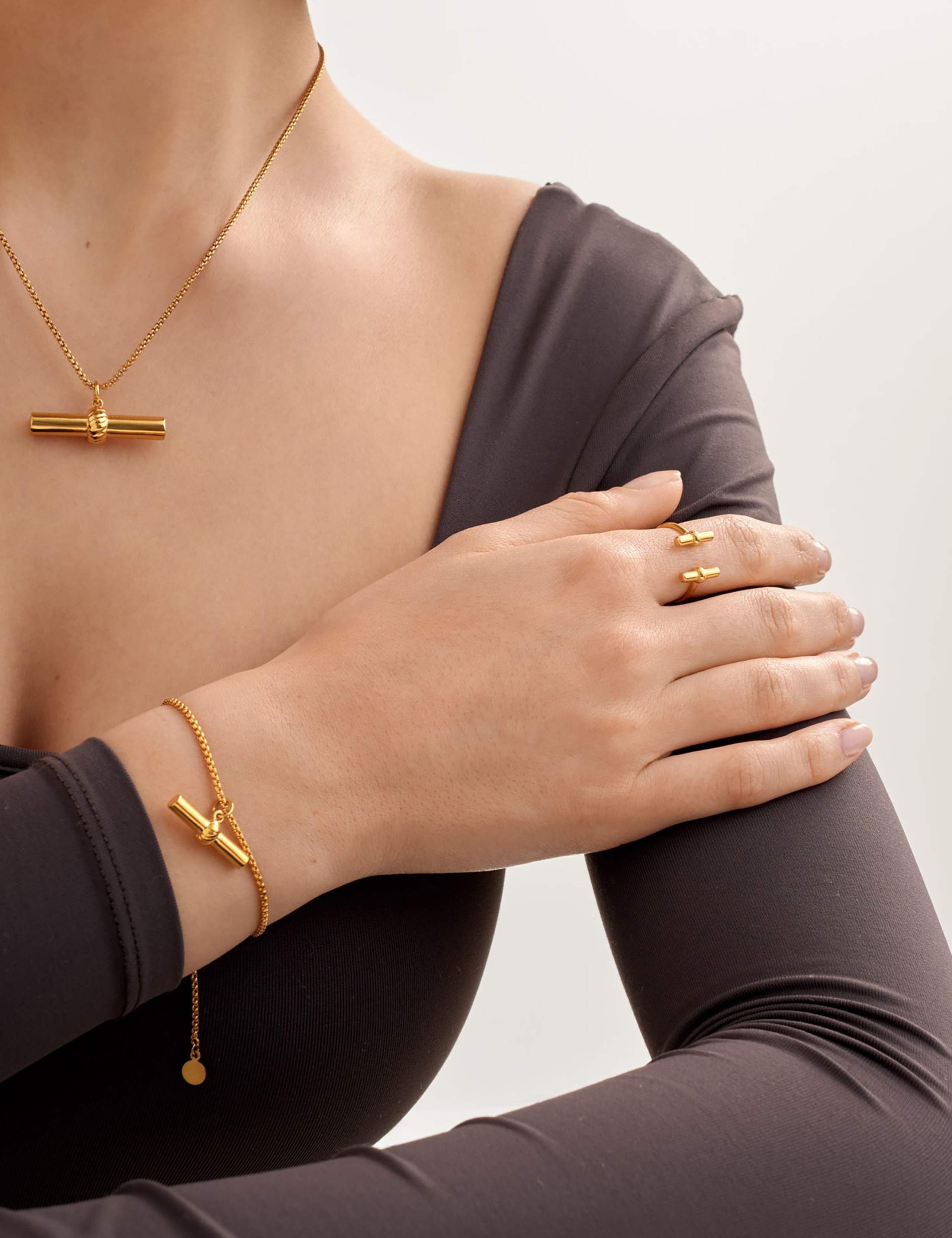 Gold Plated T-Bar Waterproof Ring 5 of 5