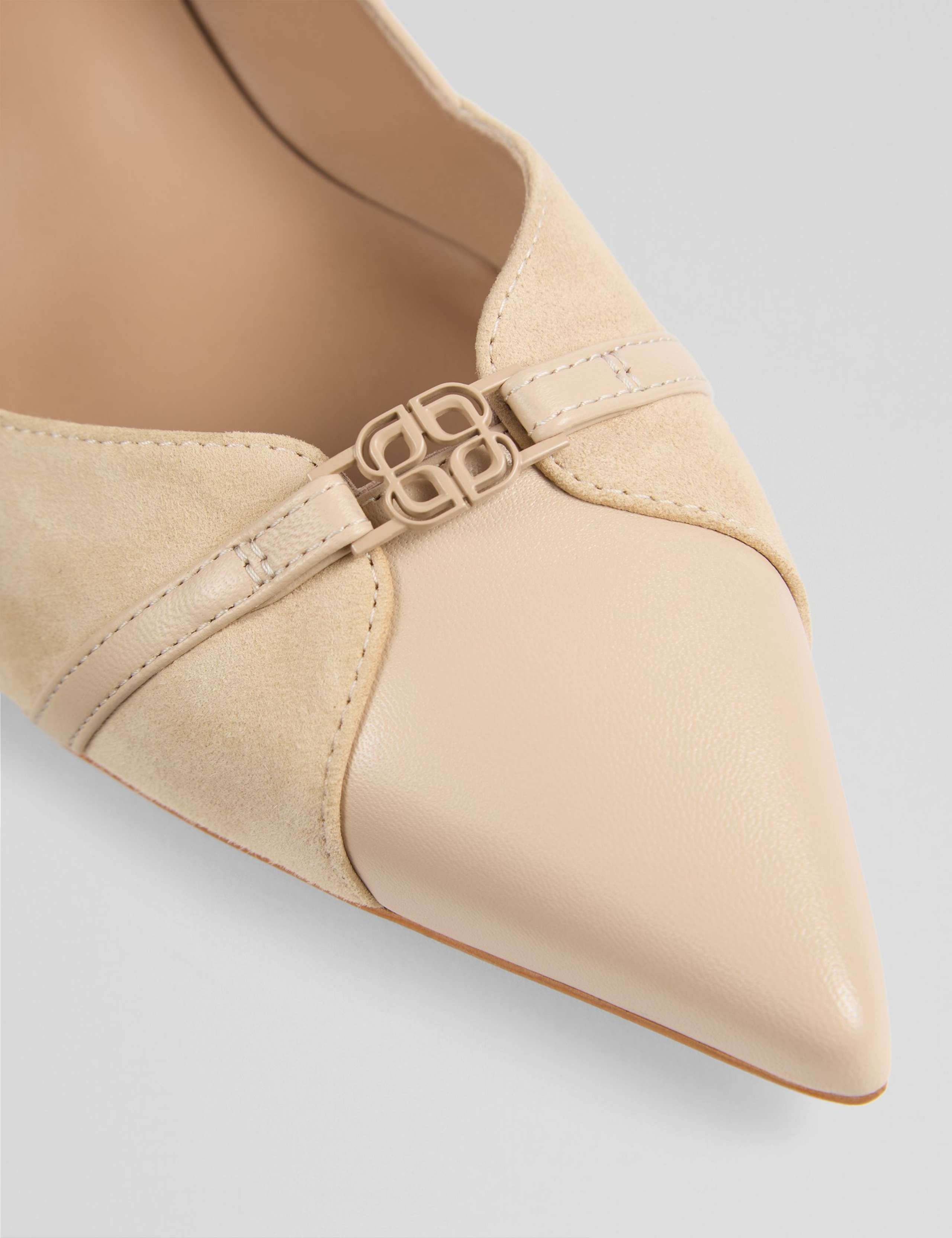 Leather Block Heel Pointed Court Shoes 2 of 3