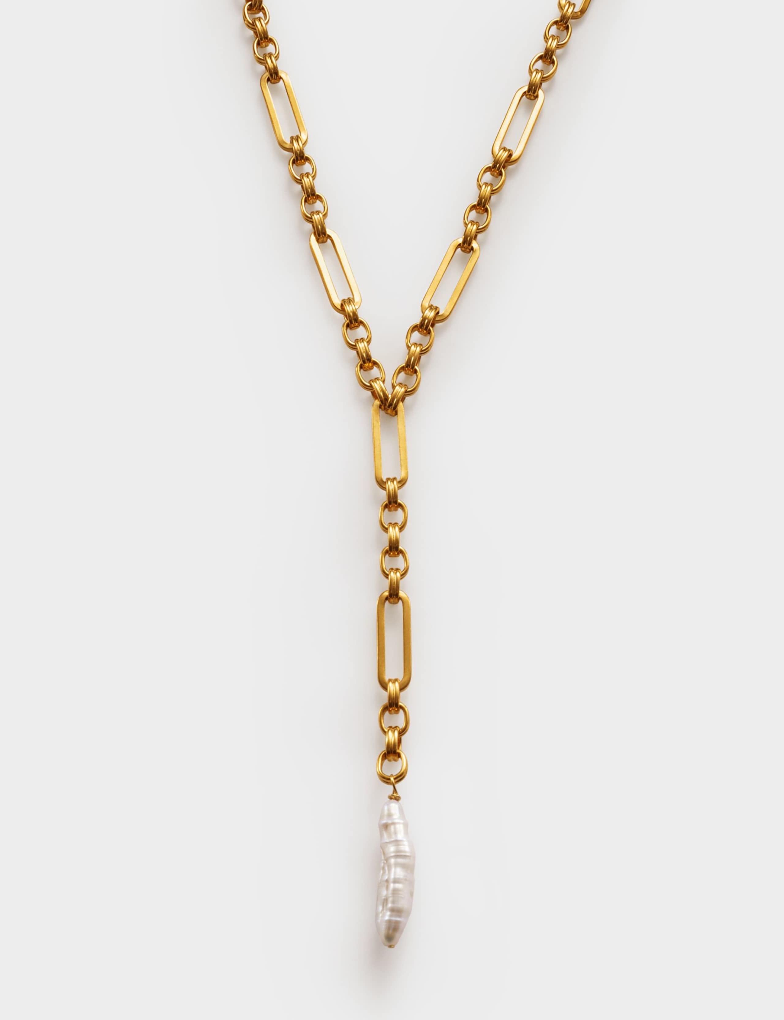 Gold Plated Pearl Waterproof Chain Necklace 2 of 6