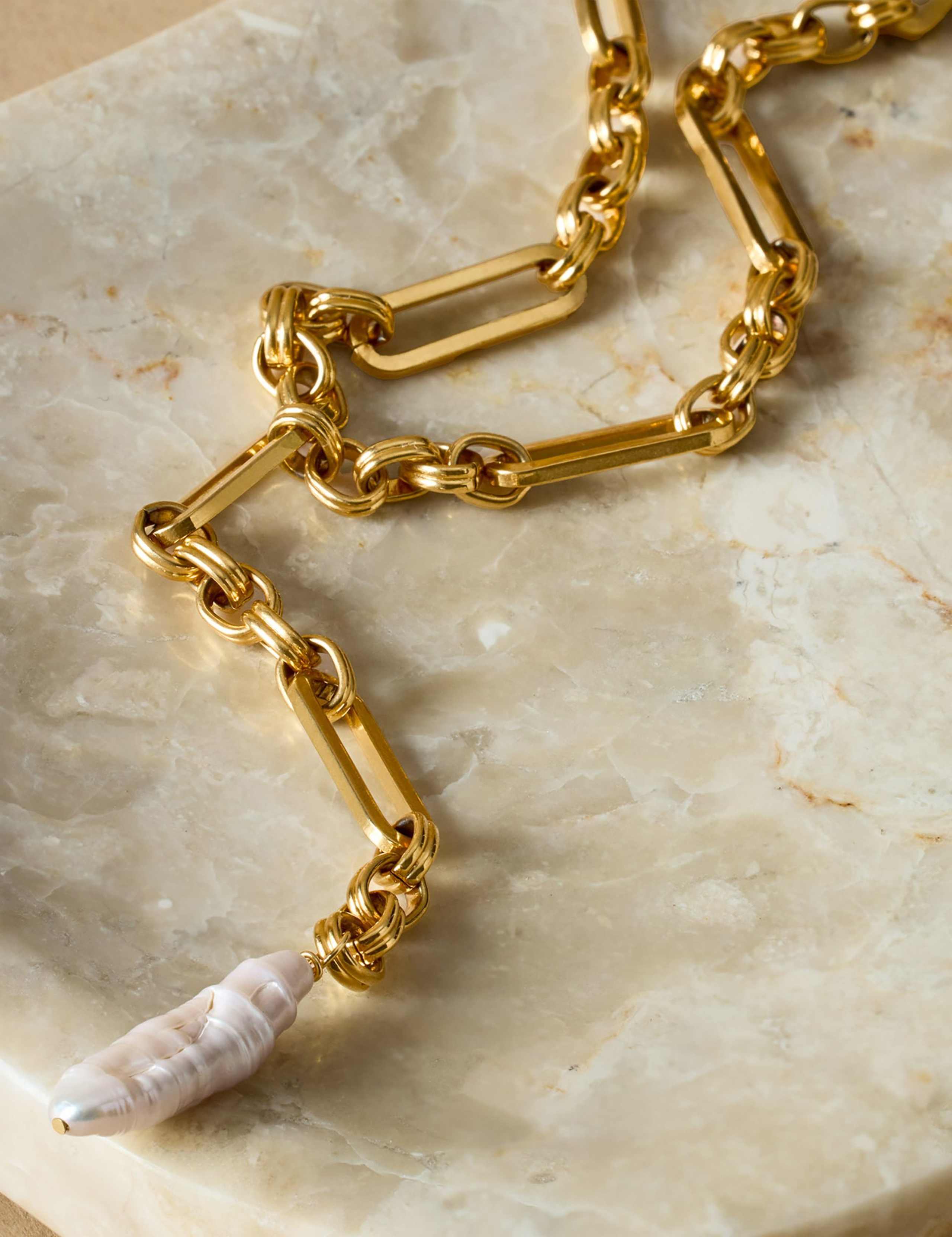 Gold Plated Pearl Waterproof Chain Necklace 4 of 6