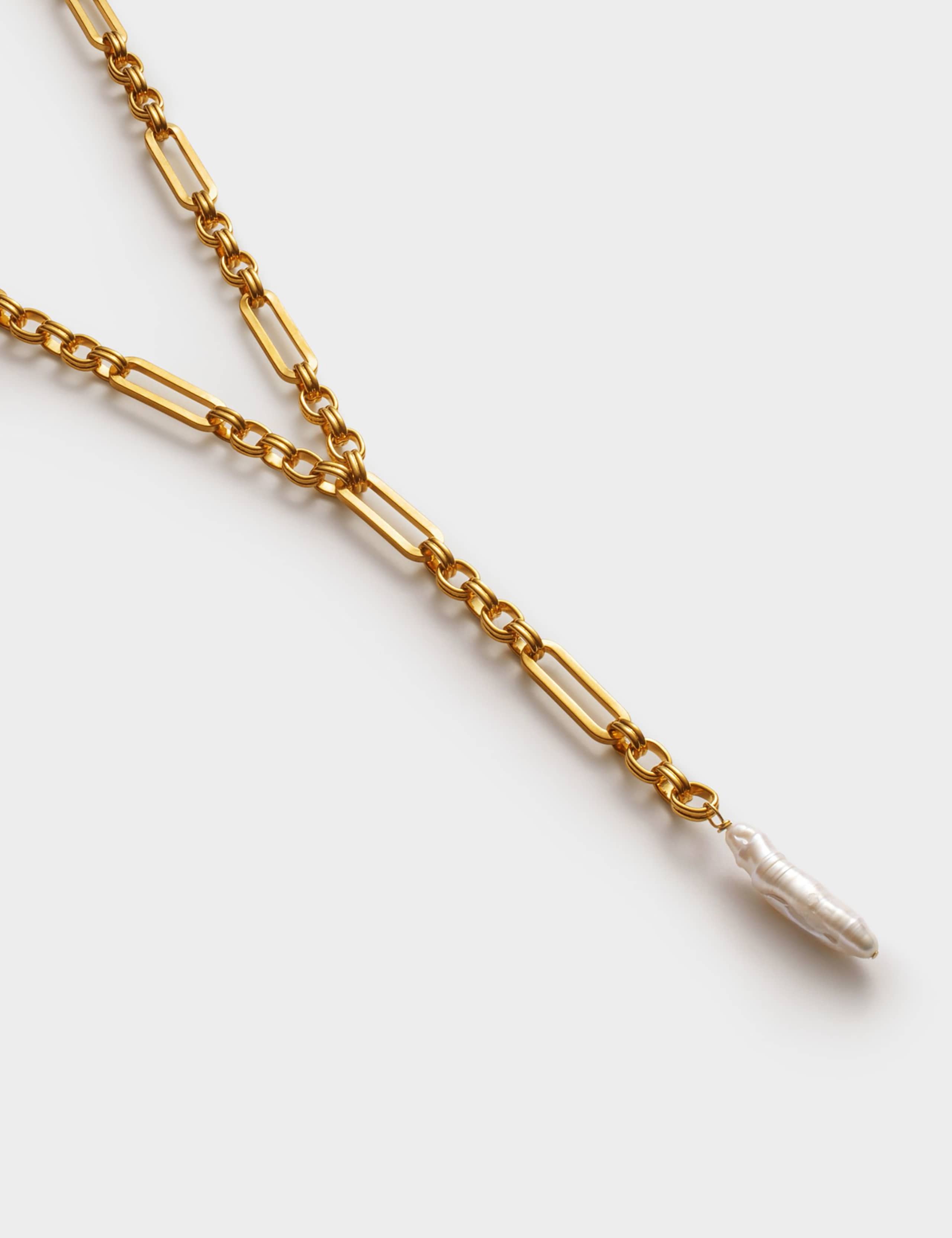 Gold Plated Pearl Waterproof Chain Necklace 6 of 6