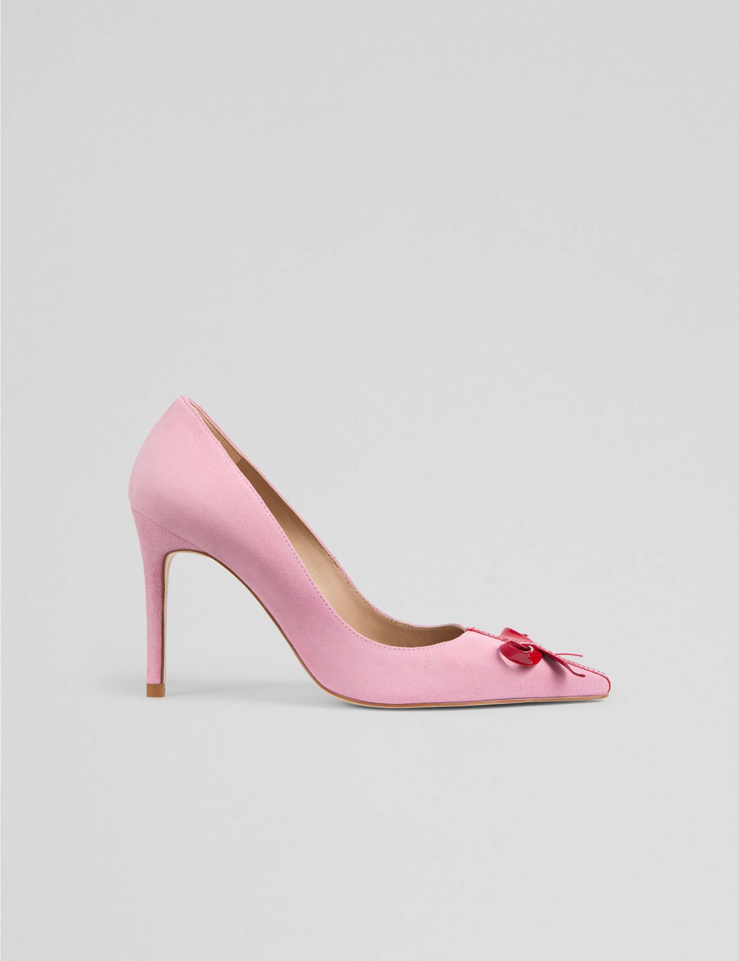 Suede Bow Stiletto Heel Pointed Court Shoes 1 of 4