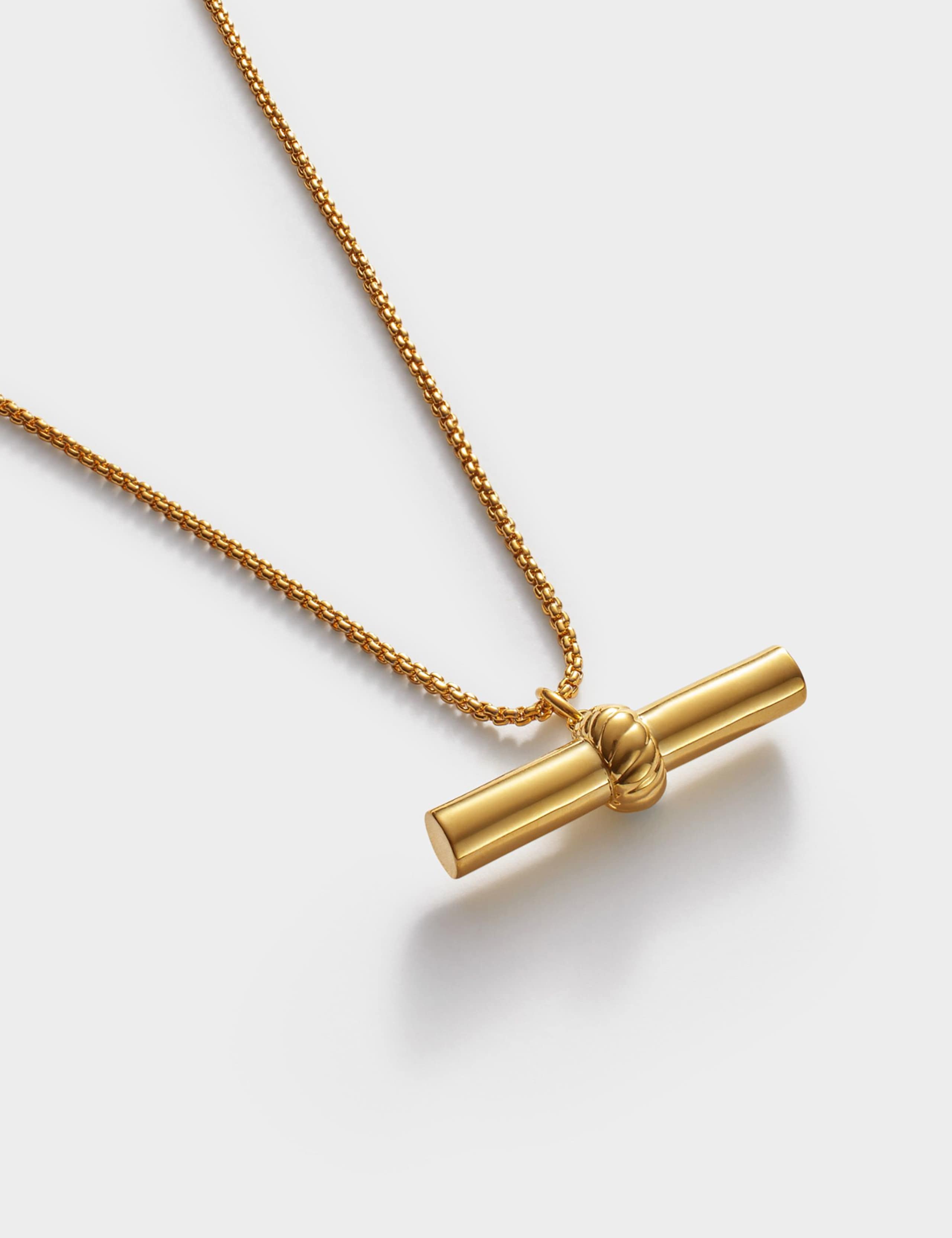 Gold Plated T-Bar Waterproof Necklace 5 of 6