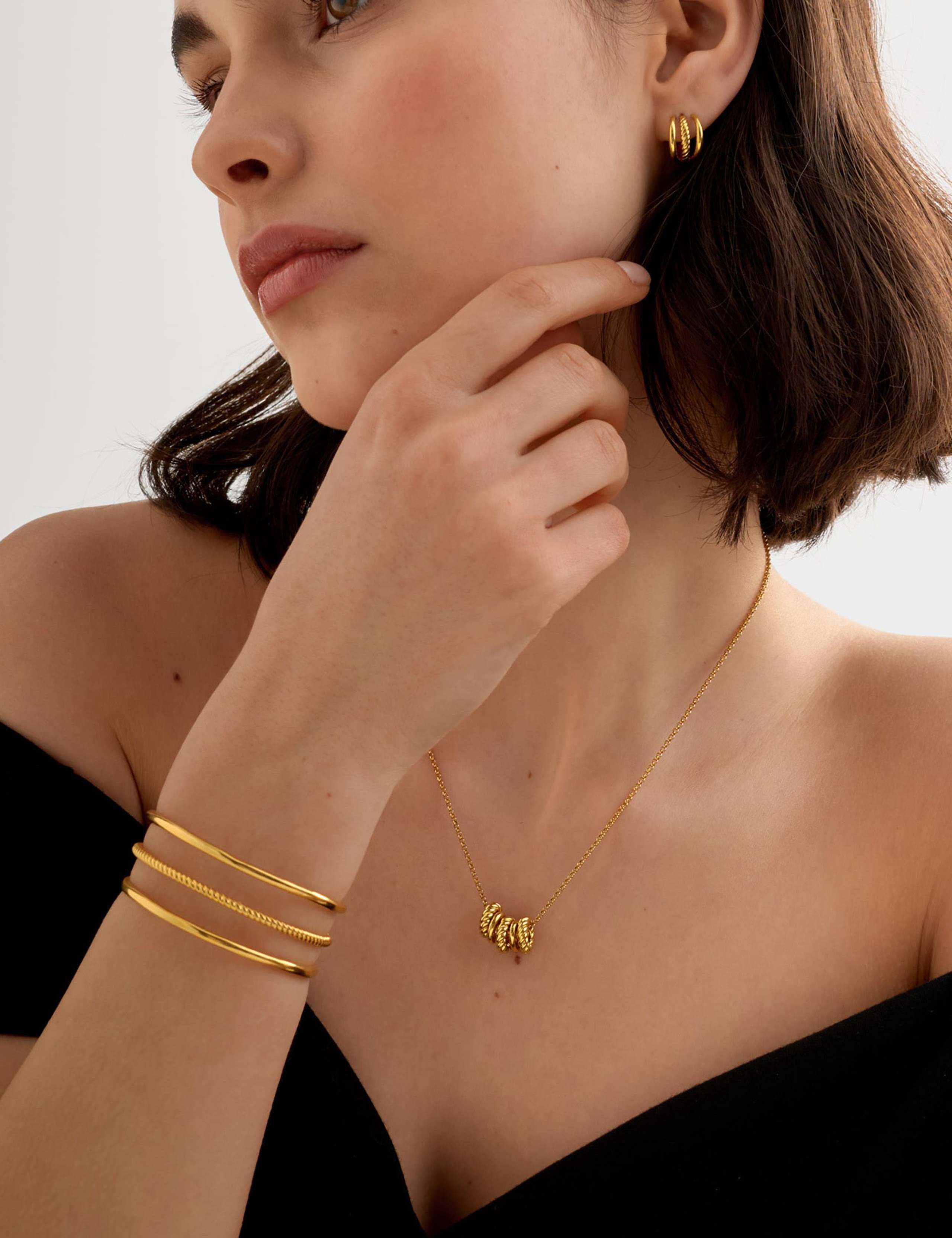 Gold Plated Waterproof Open Cuff Bangle 1 of 7