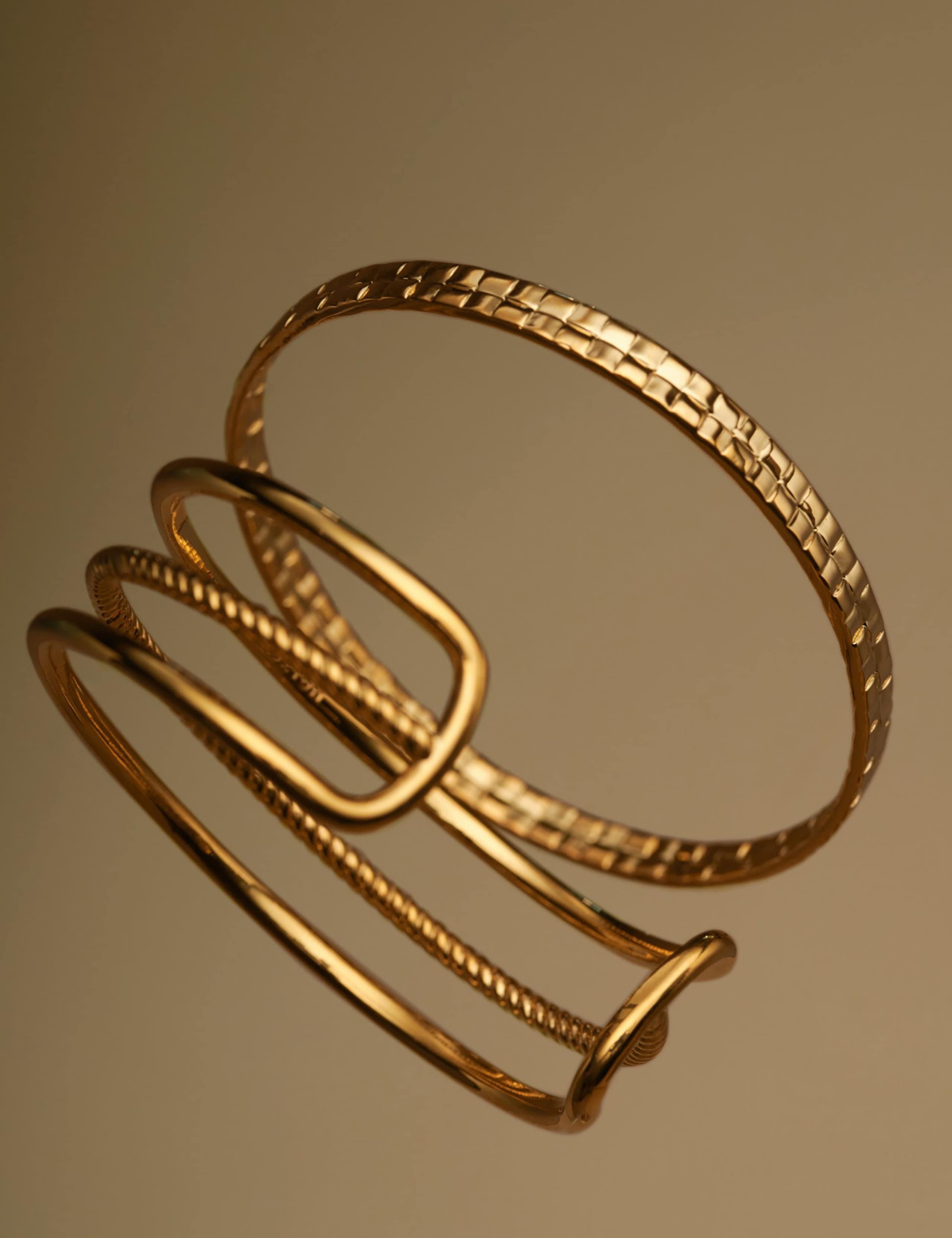 Gold Plated Waterproof Open Cuff Bangle 4 of 7