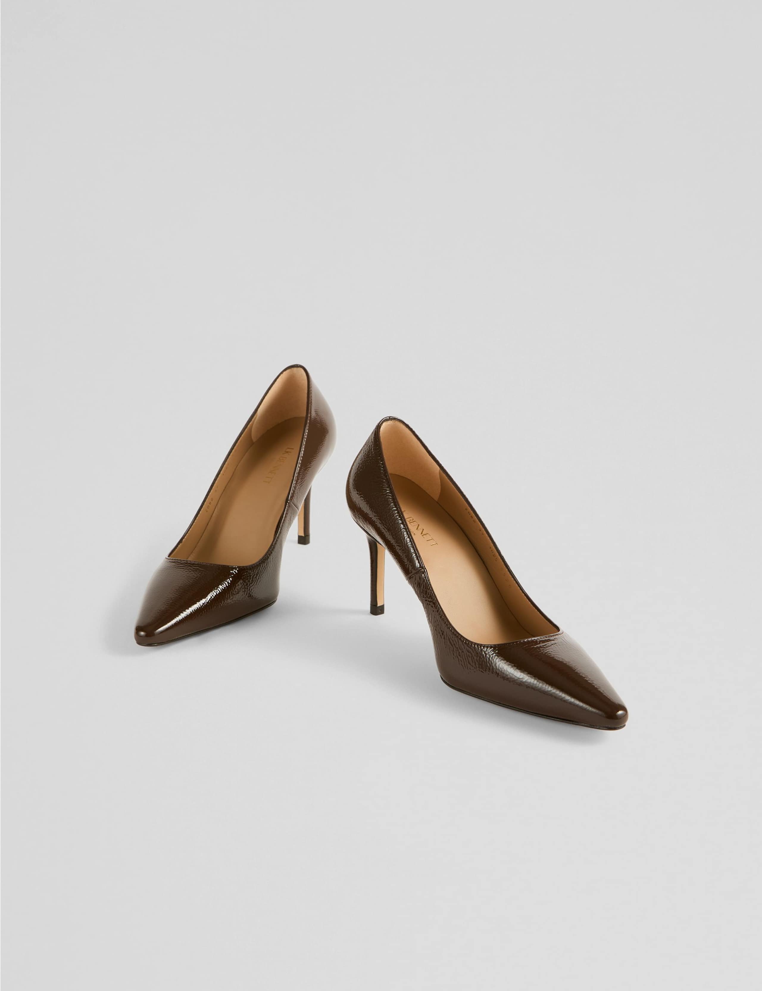 Leather Patent Stiletto Heel Pointed Court Shoes 2 of 3