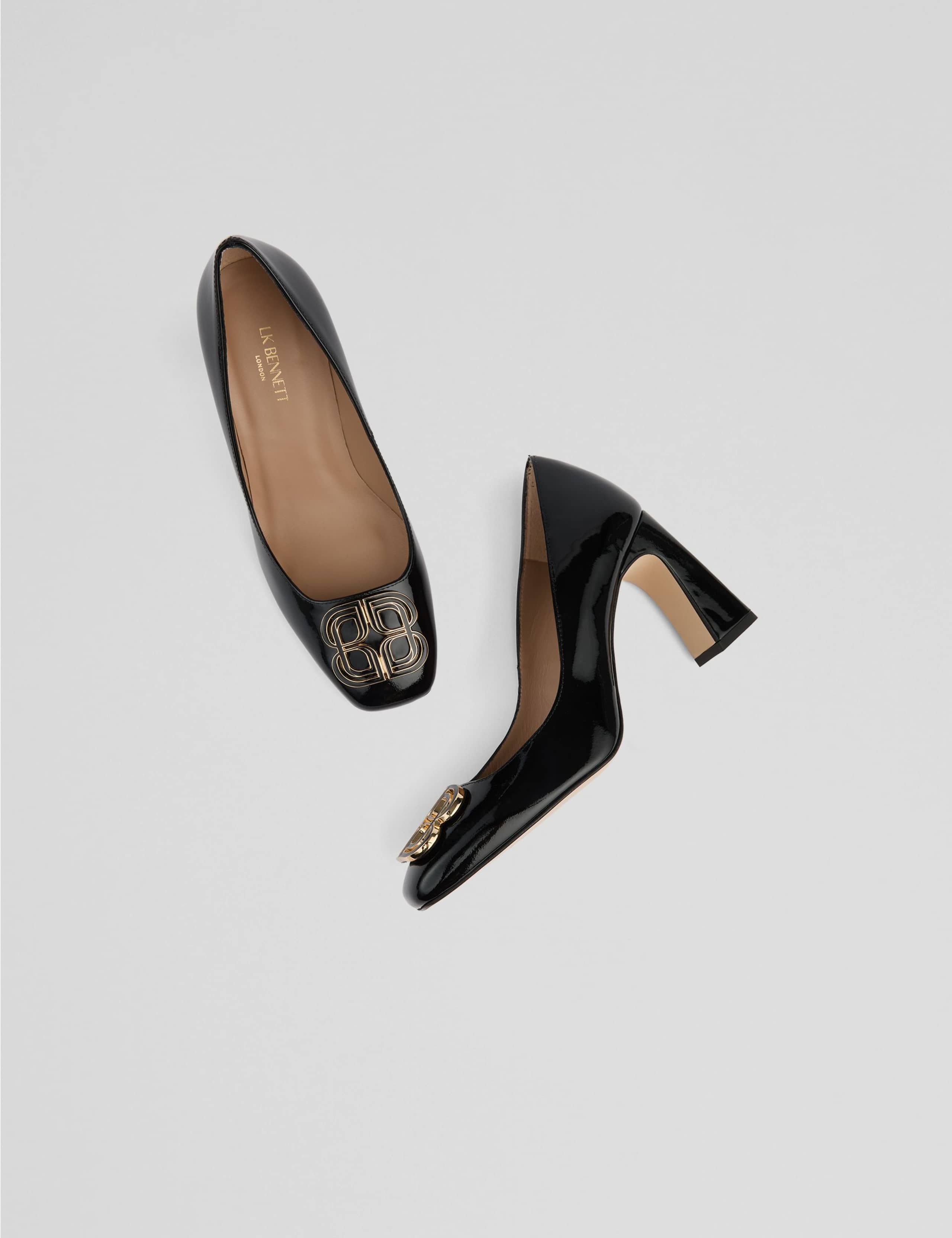 Leather Block Heel Square Toe Court Shoes 2 of 4