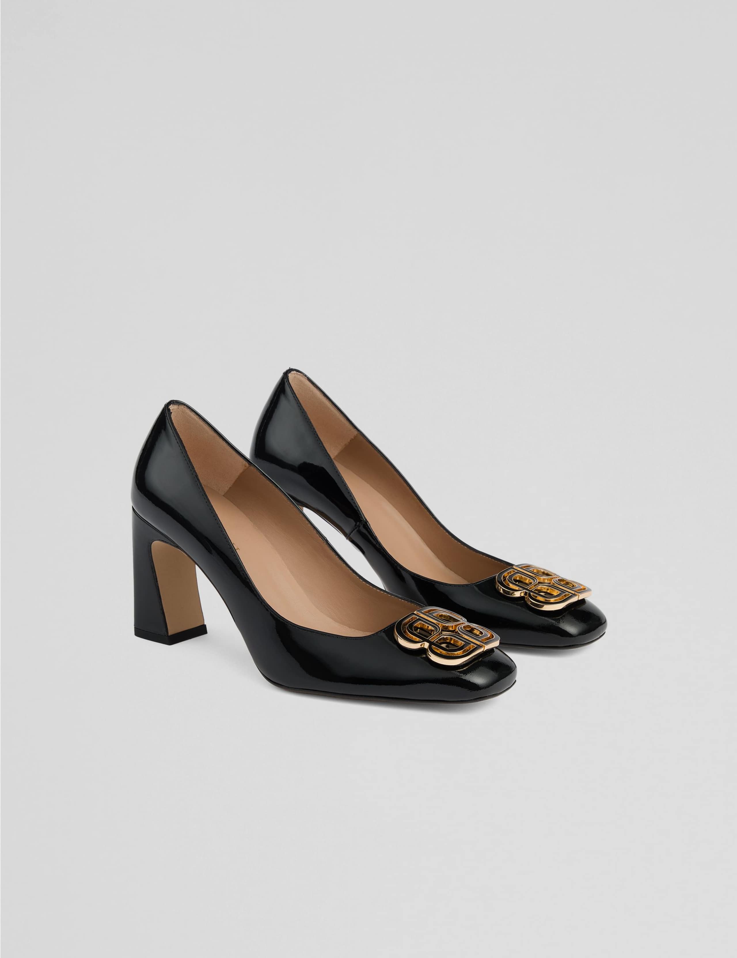 Leather Block Heel Square Toe Court Shoes 3 of 4