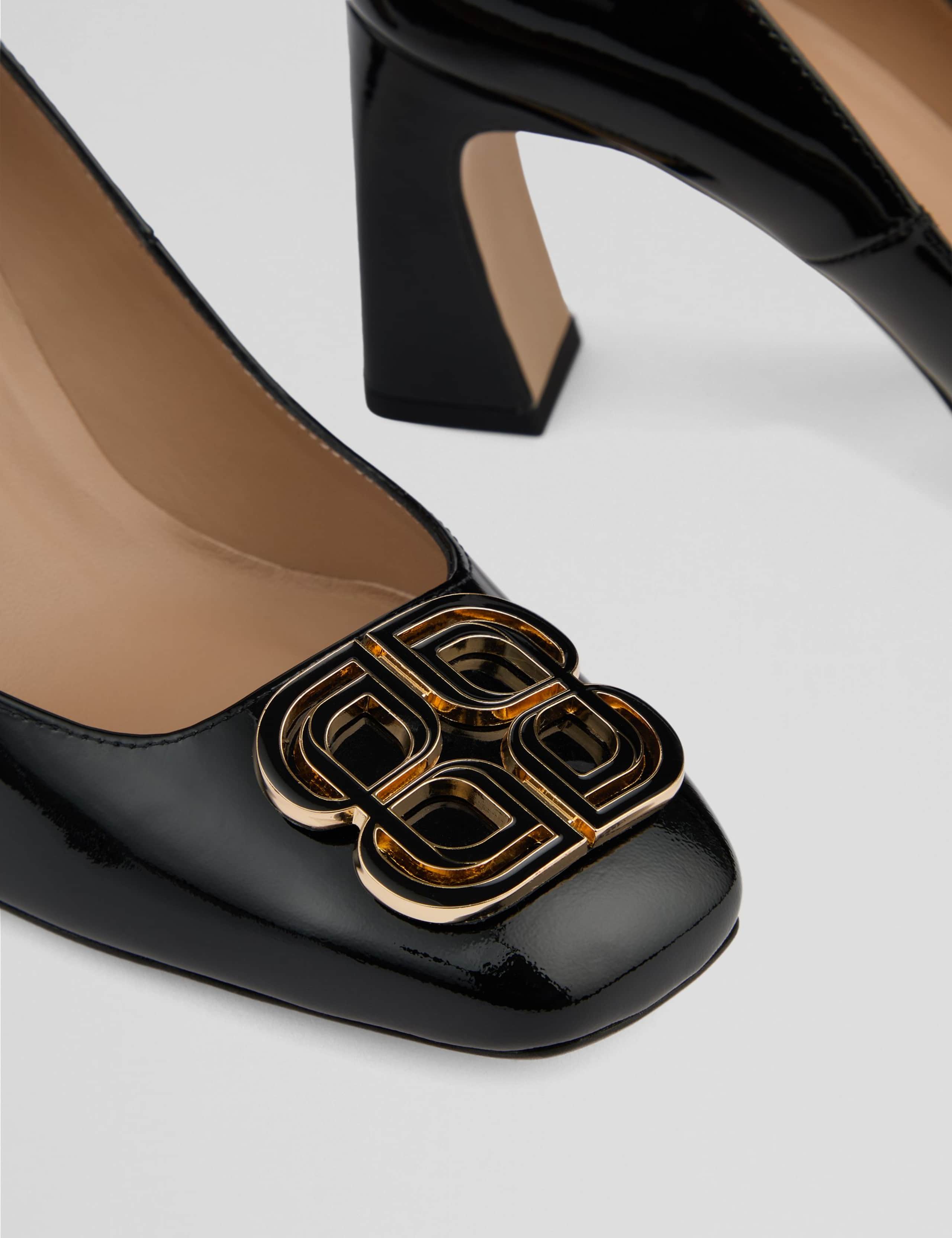 Leather Block Heel Square Toe Court Shoes 4 of 4