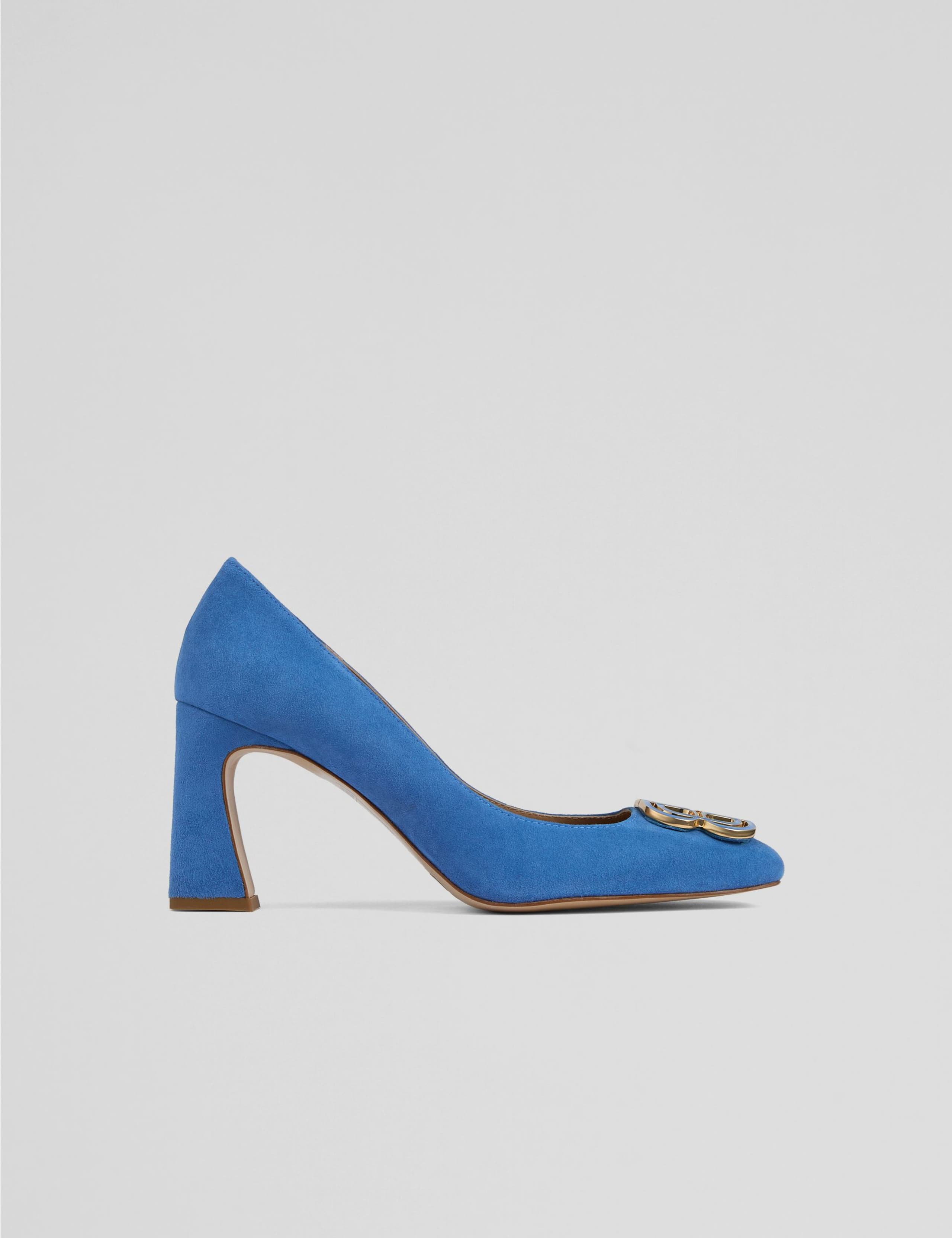 Suede Slip On Block Heel Court Shoes 1 of 3