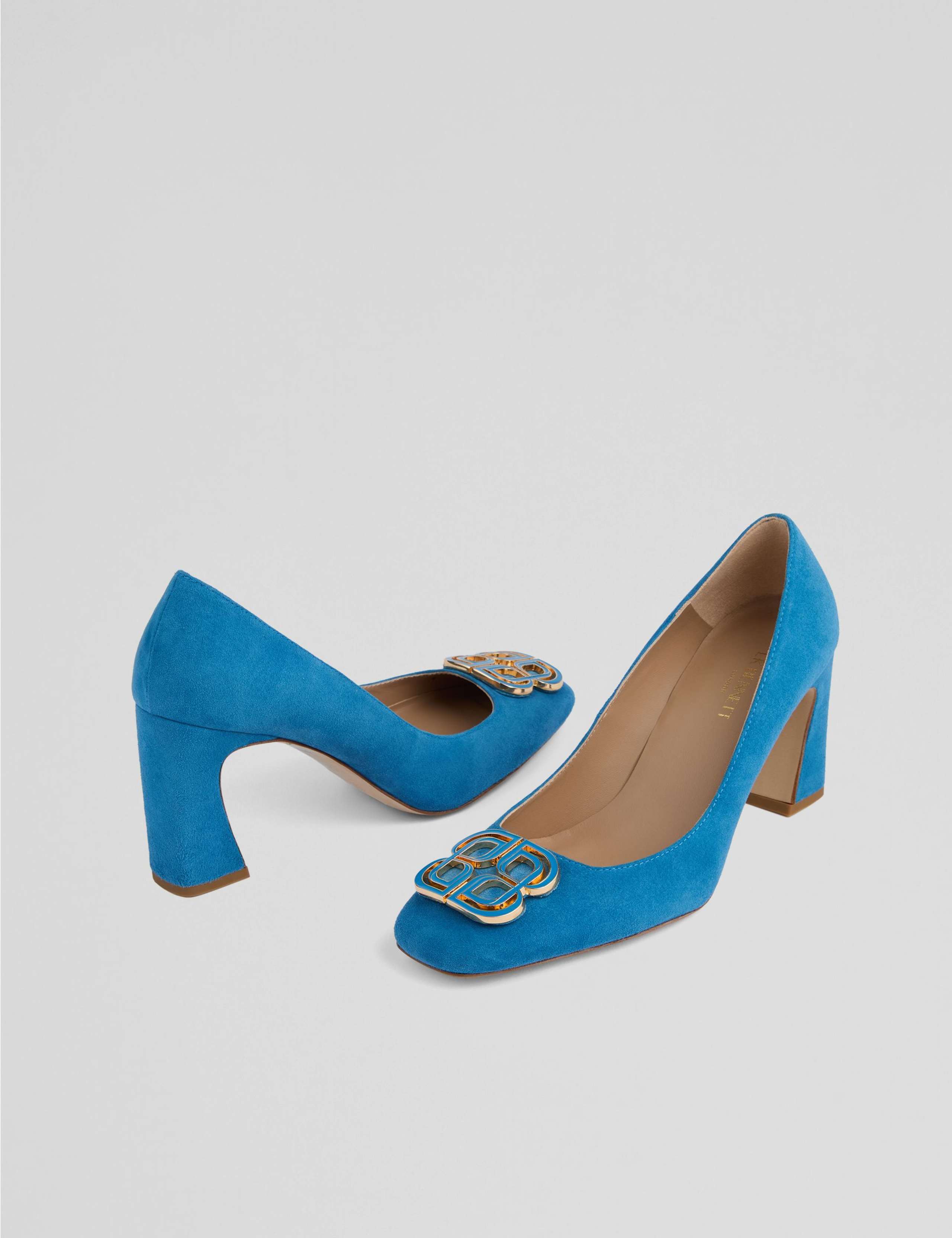 Suede Slip On Block Heel Court Shoes 2 of 3