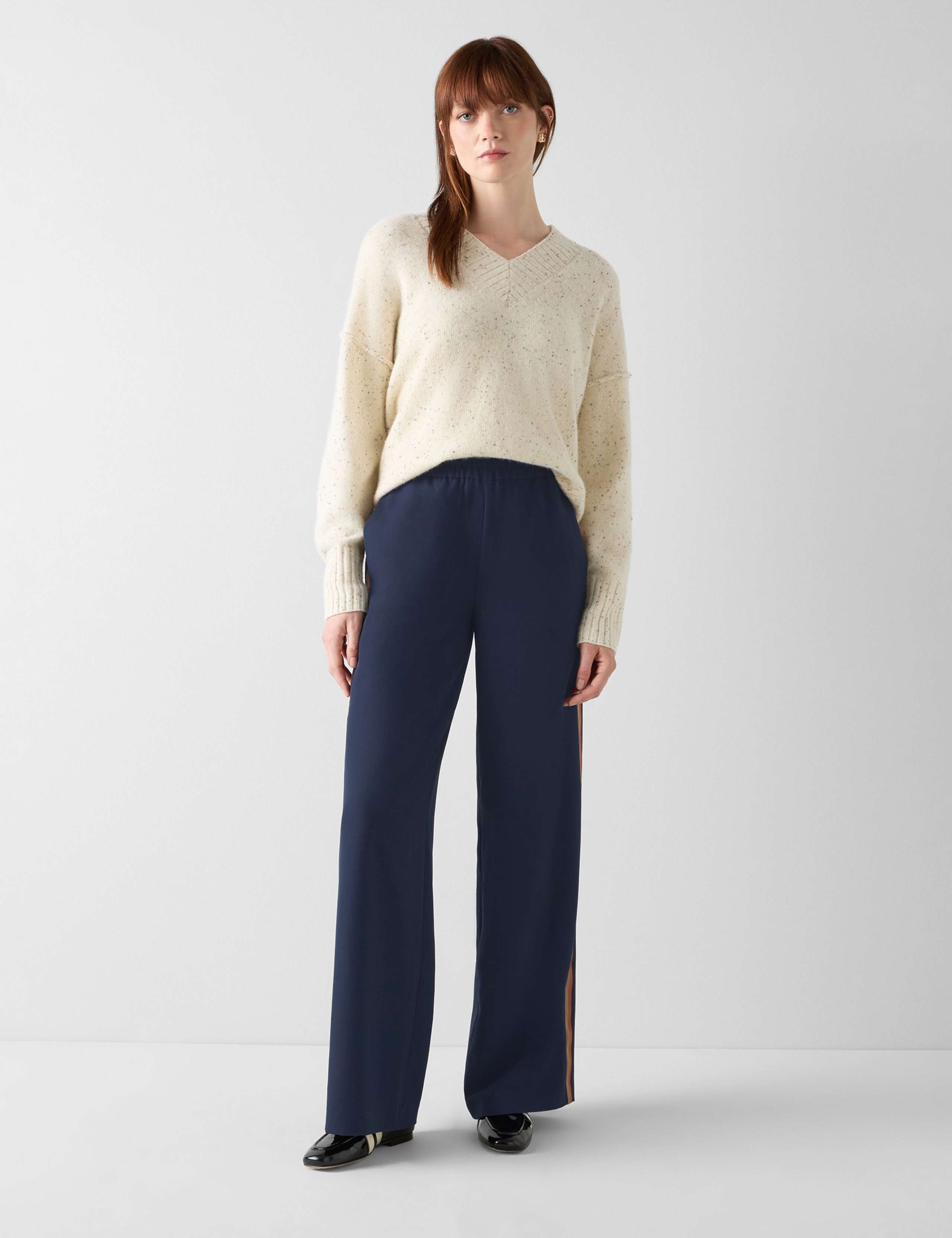 Wool Rich Textured V-Neck Cropped Jumper 1 of 3