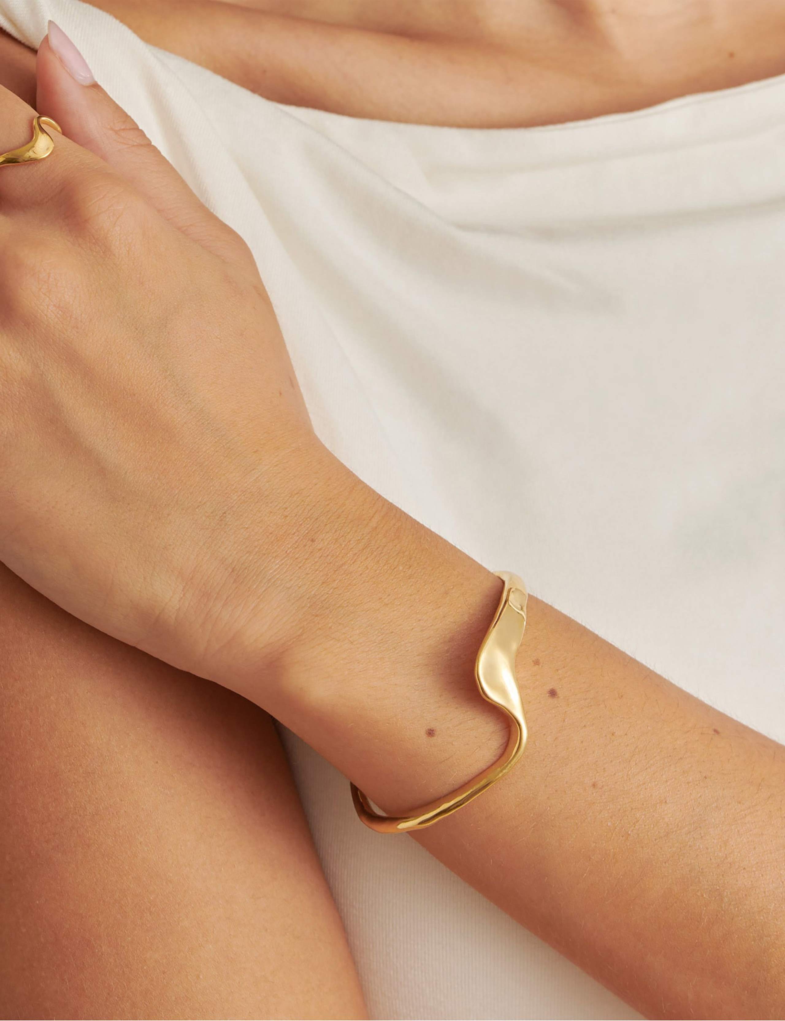 Gold Plated Waterproof Cuff Bangle 1 of 5