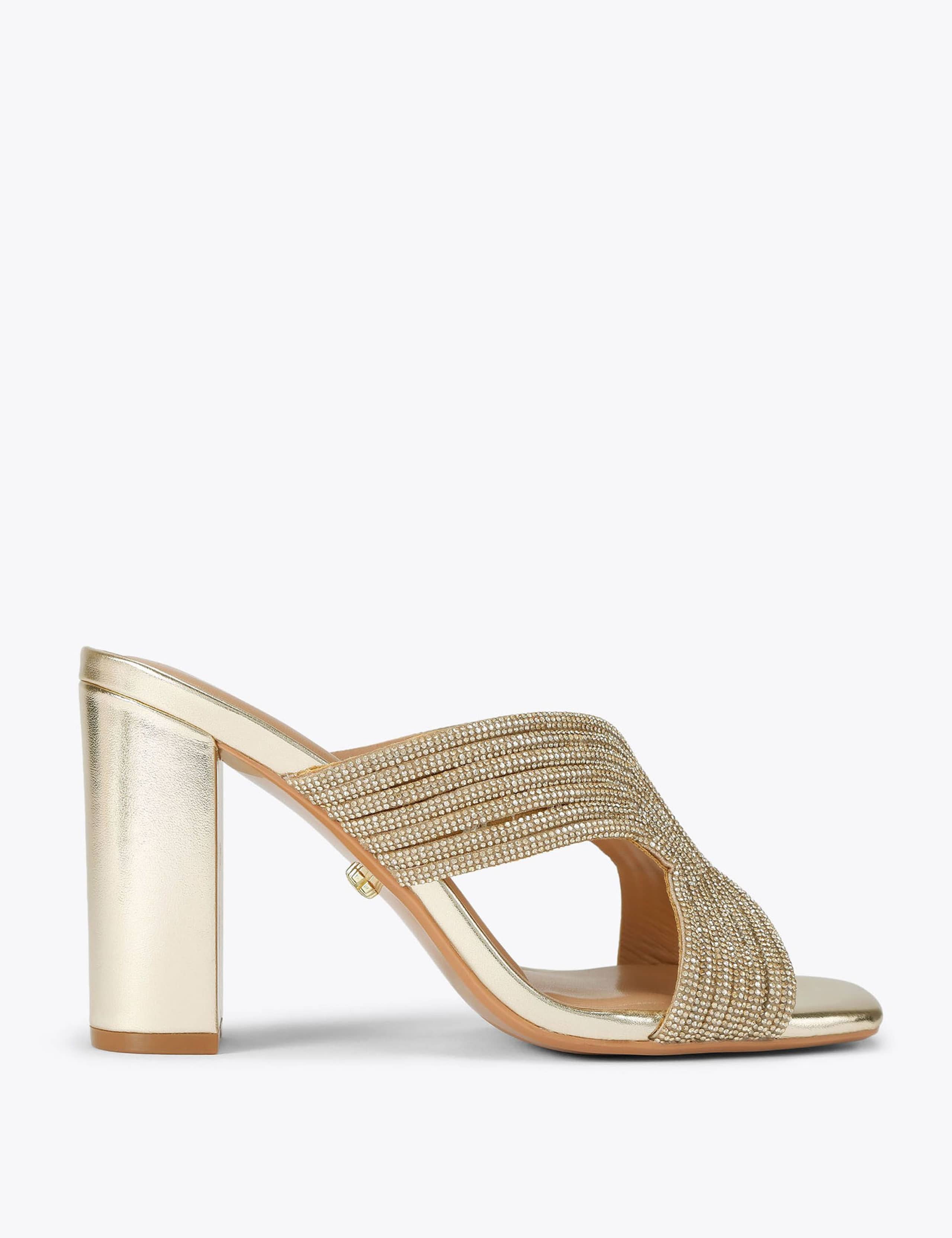 Metallic Embellished Block Heel Mules 1 of 4