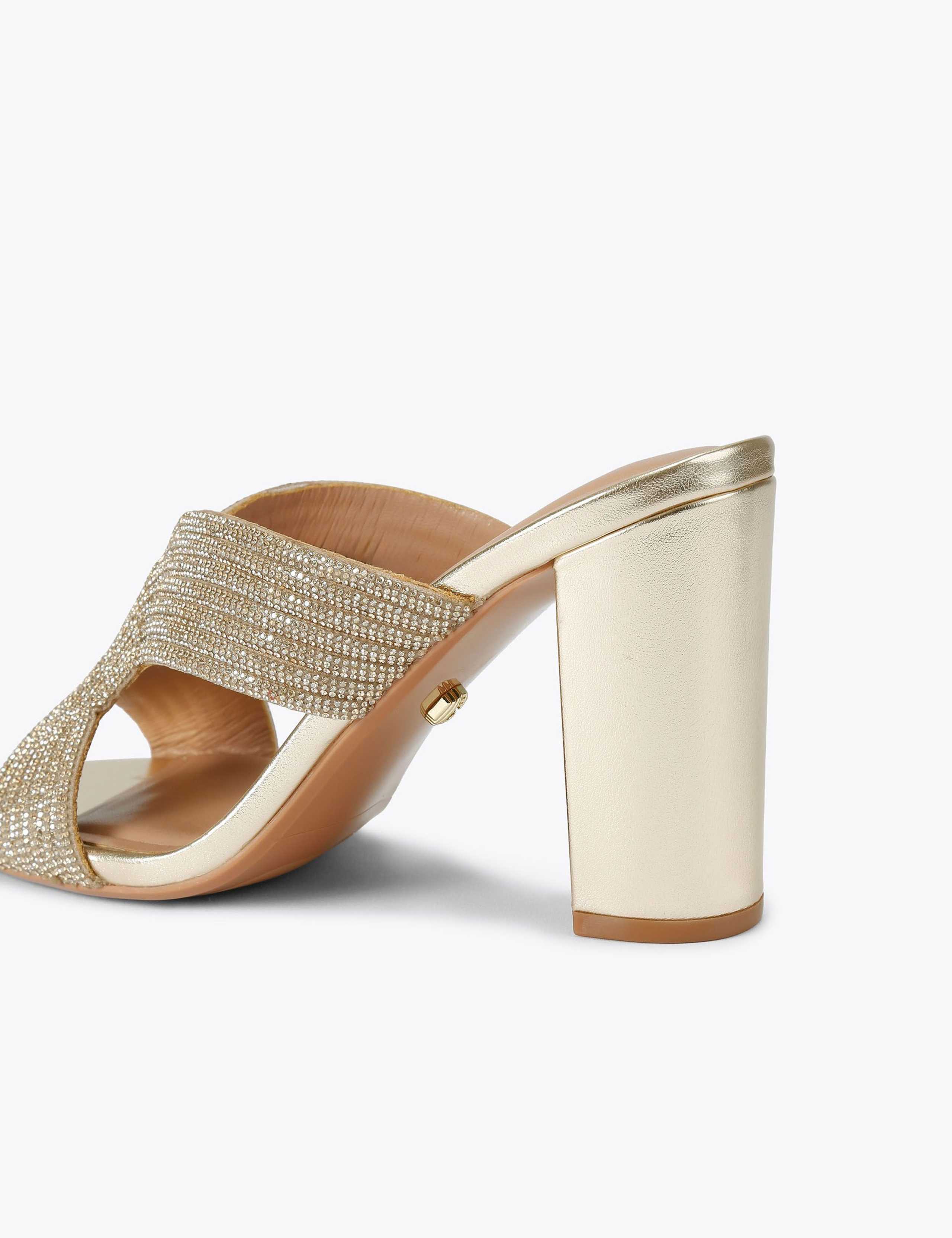 Metallic Embellished Block Heel Mules 3 of 4