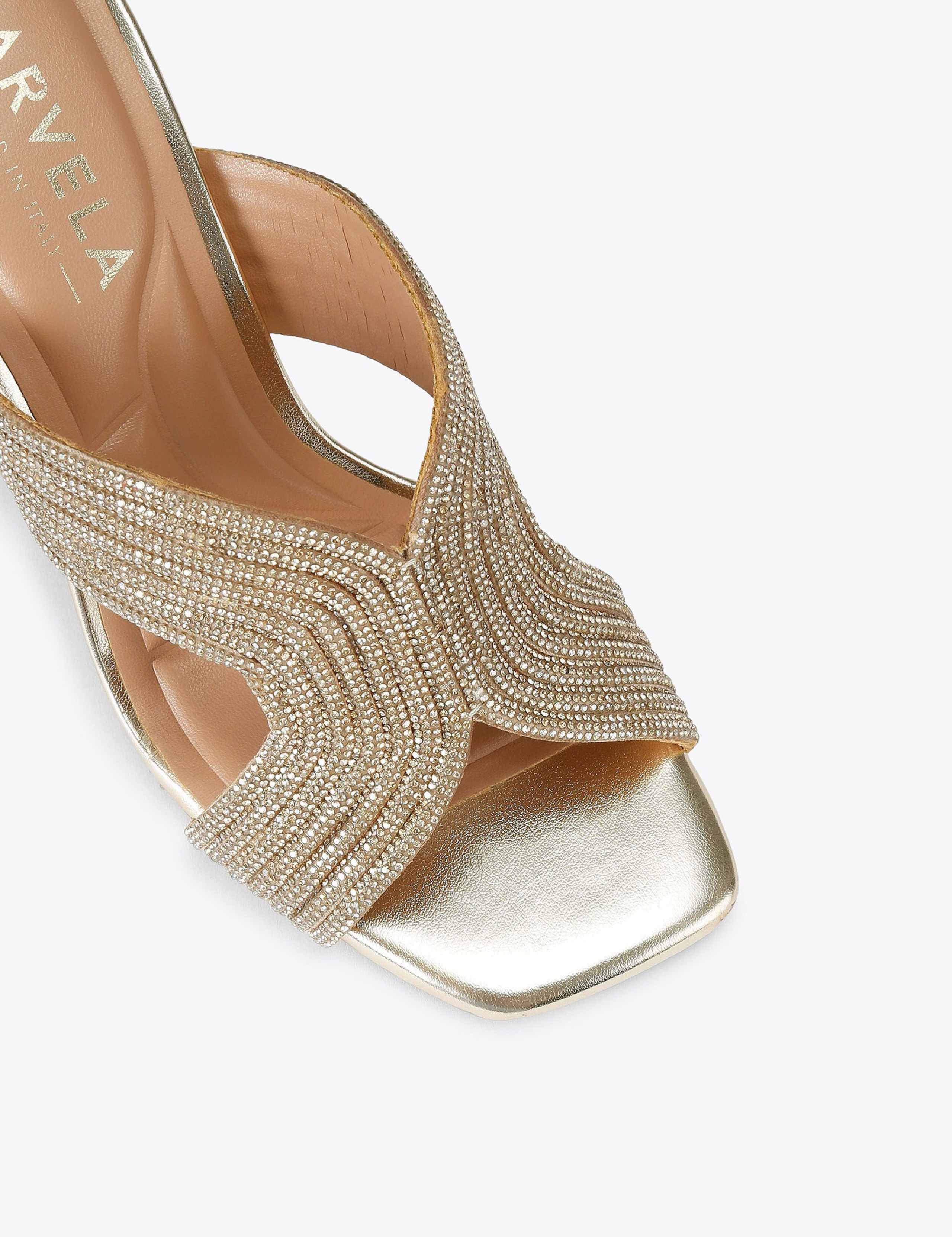 Metallic Embellished Block Heel Mules 4 of 4