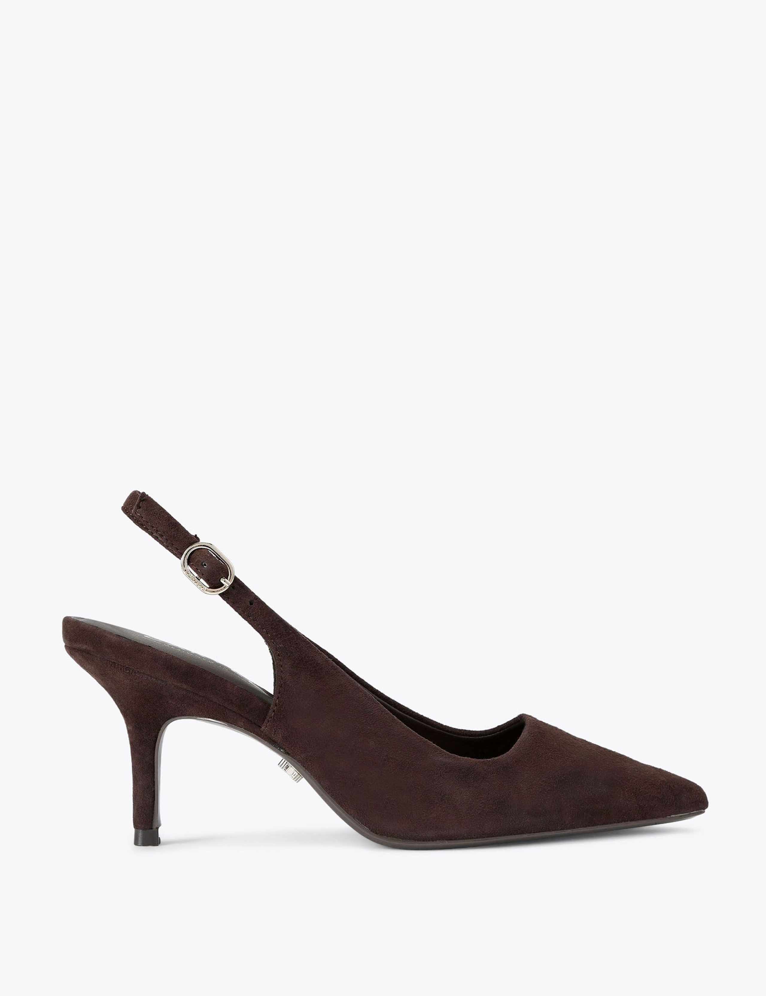 Suede Stiletto Heel Pointed Slingback Shoes 1 of 4