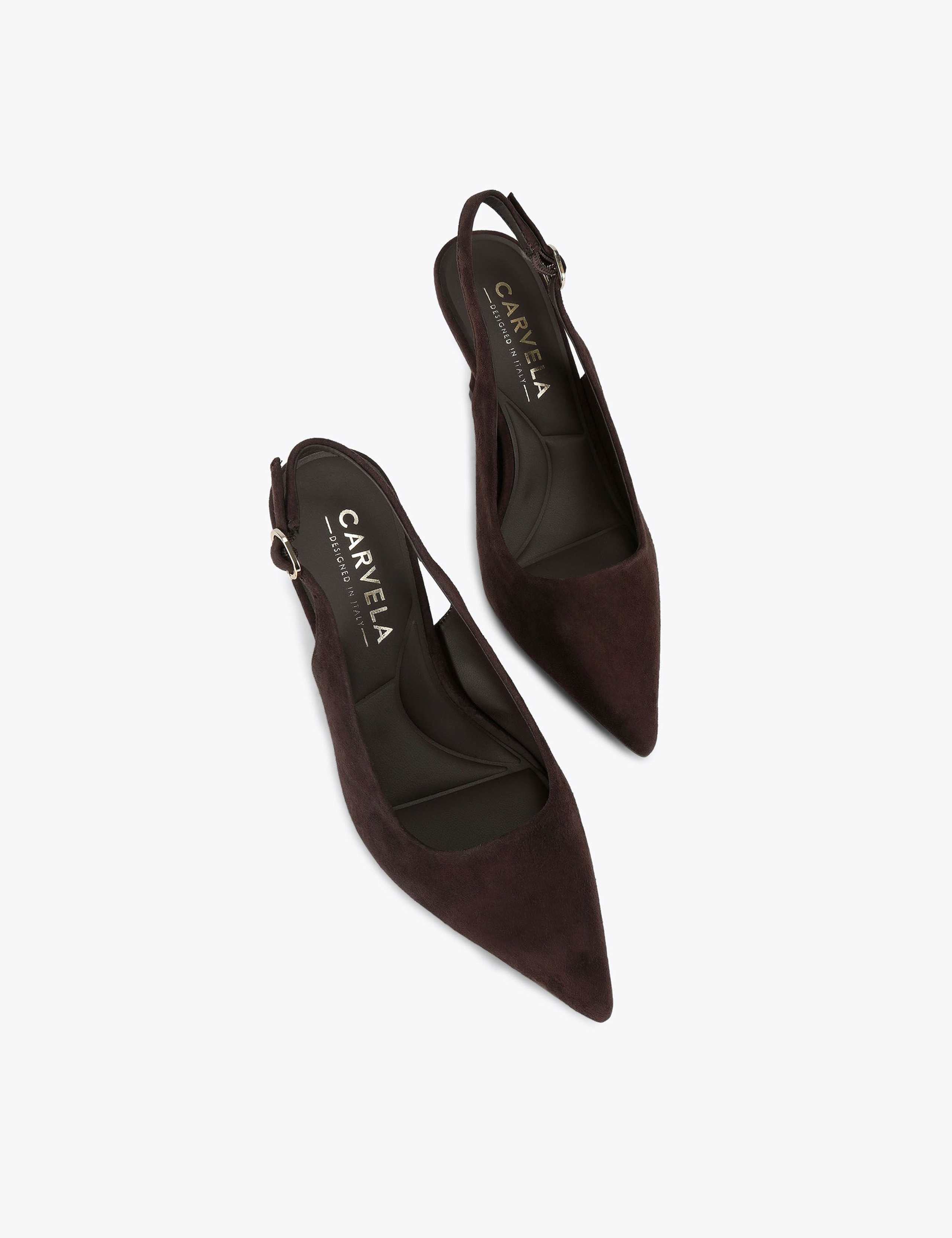 Suede Stiletto Heel Pointed Slingback Shoes 2 of 4