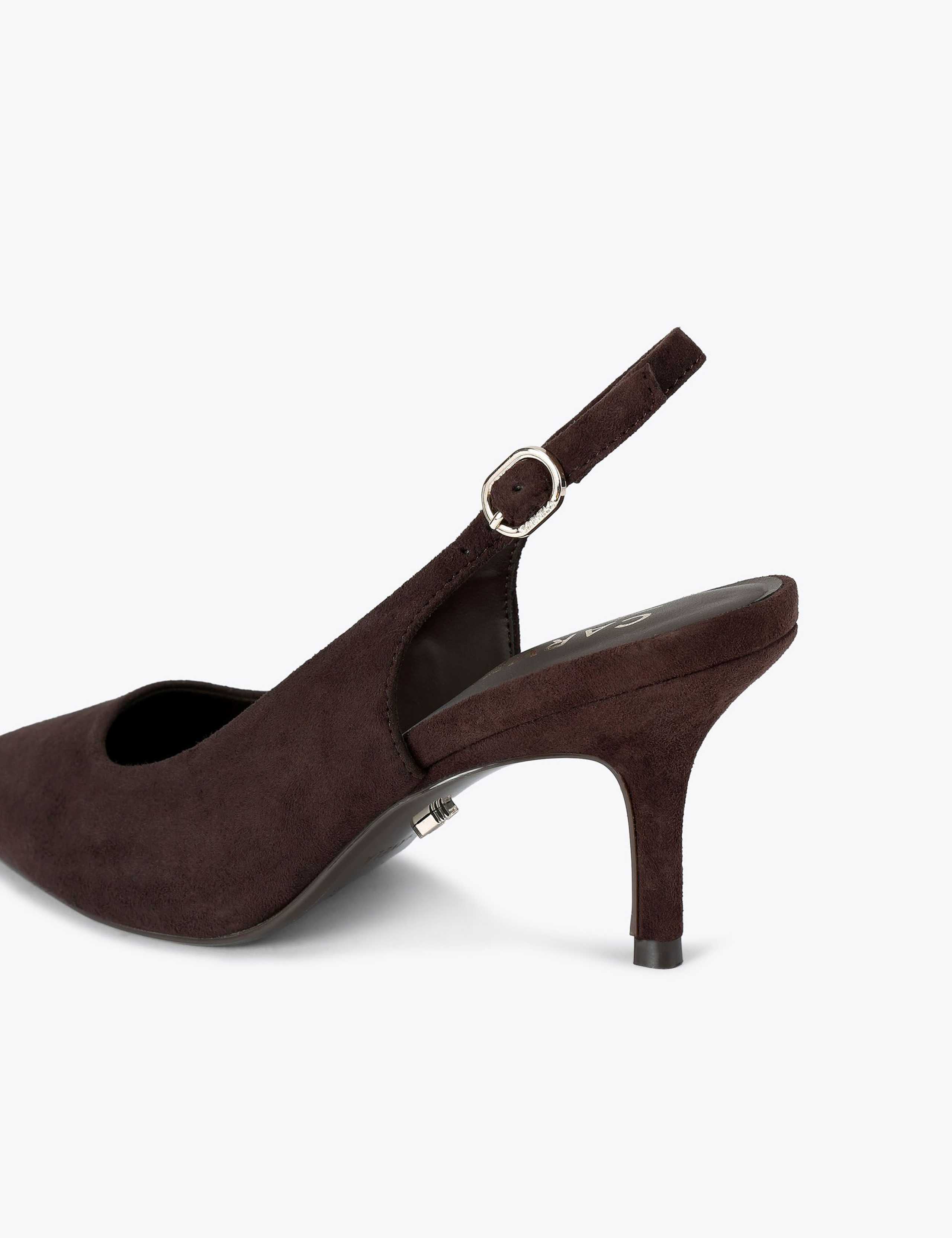 Suede Stiletto Heel Pointed Slingback Shoes 4 of 4