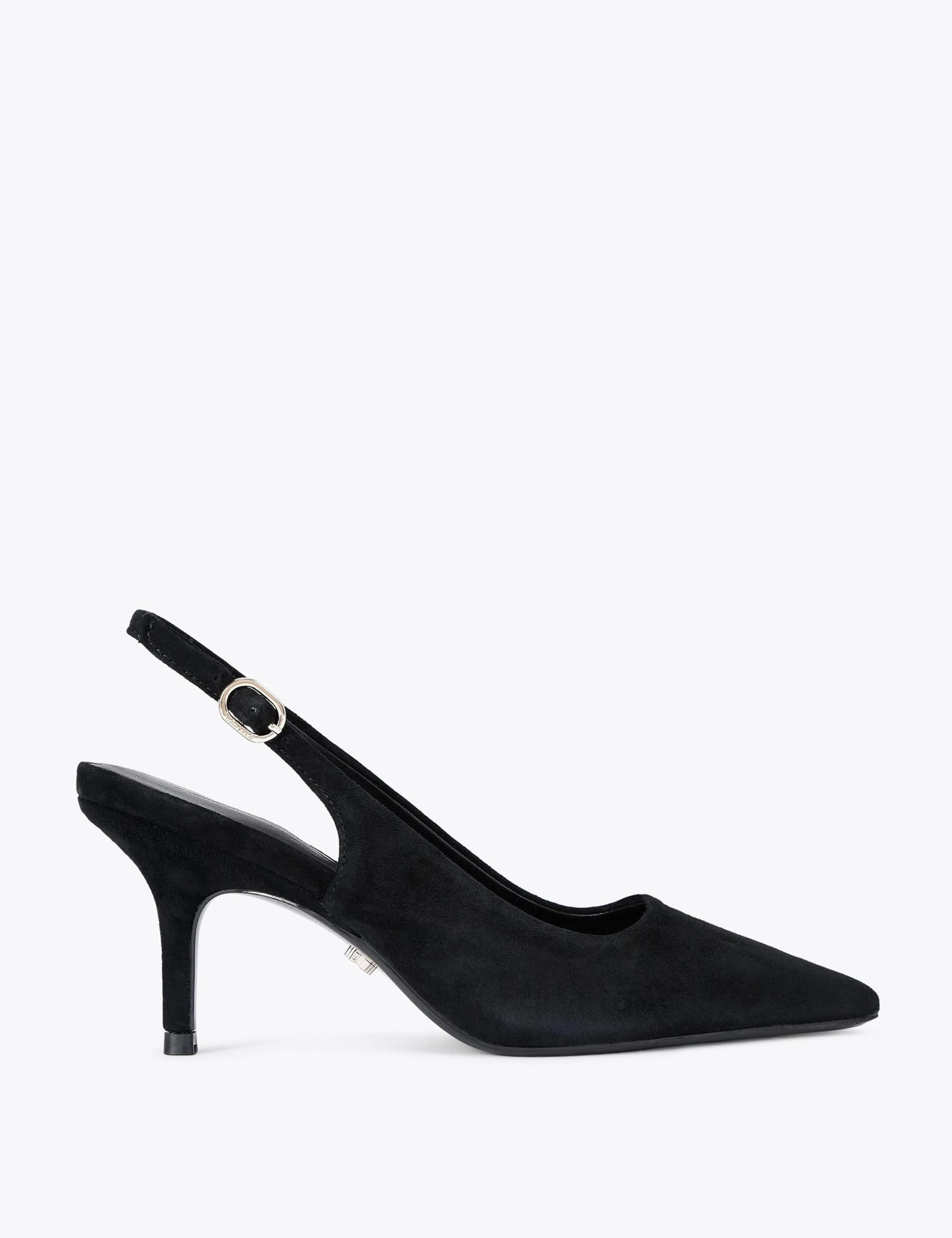 Suede Stiletto Heel Pointed Slingback Shoes 1 of 4