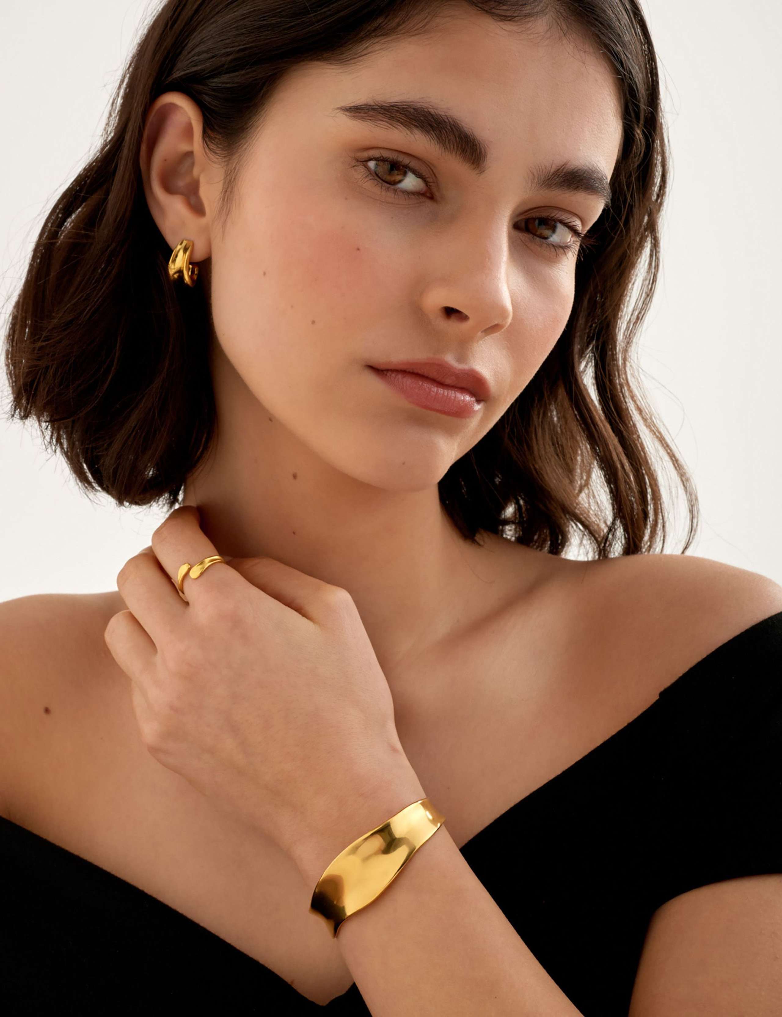 Gold Plated Waterproof Cuff Bangle 1 of 7