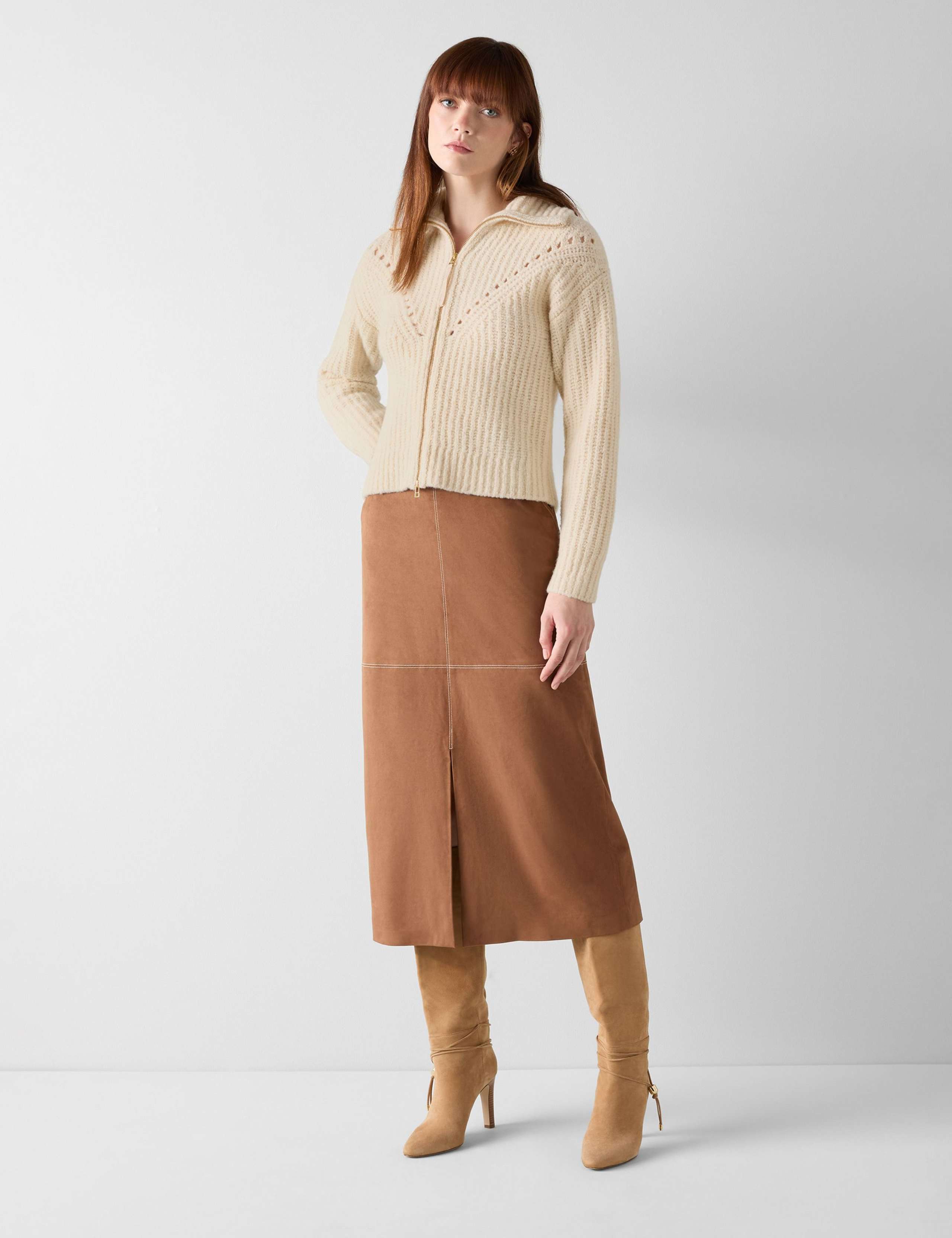 Merino Wool Rich Textured Collared Cardigan 1 of 4