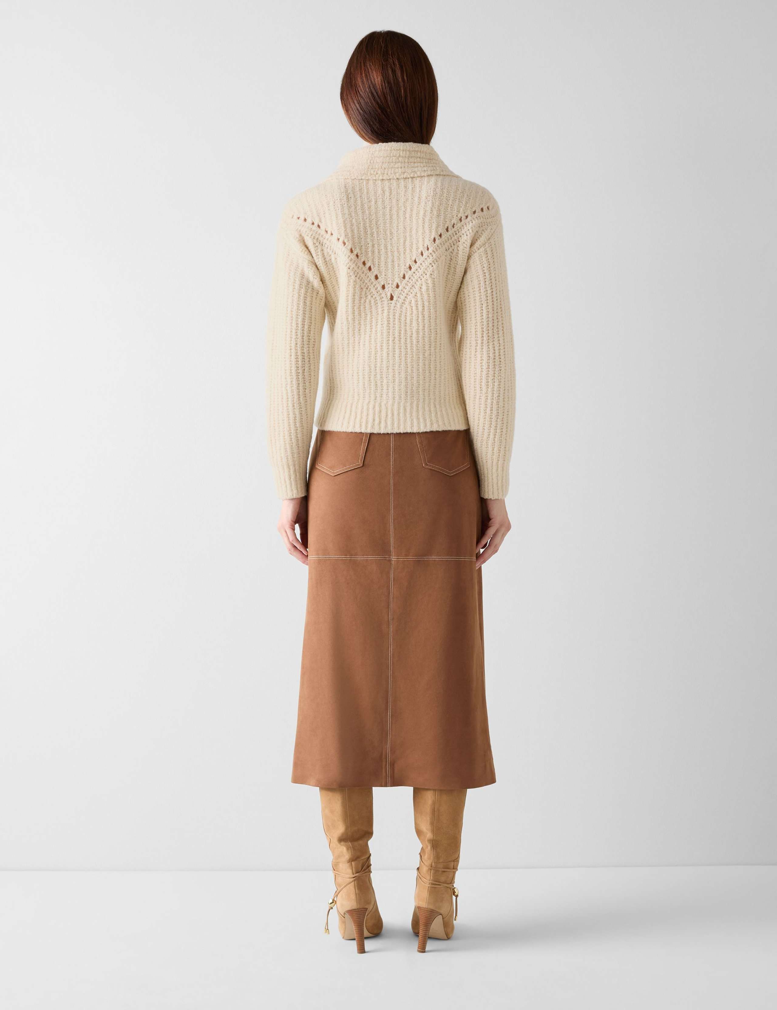 Merino Wool Rich Textured Collared Cardigan 3 of 4