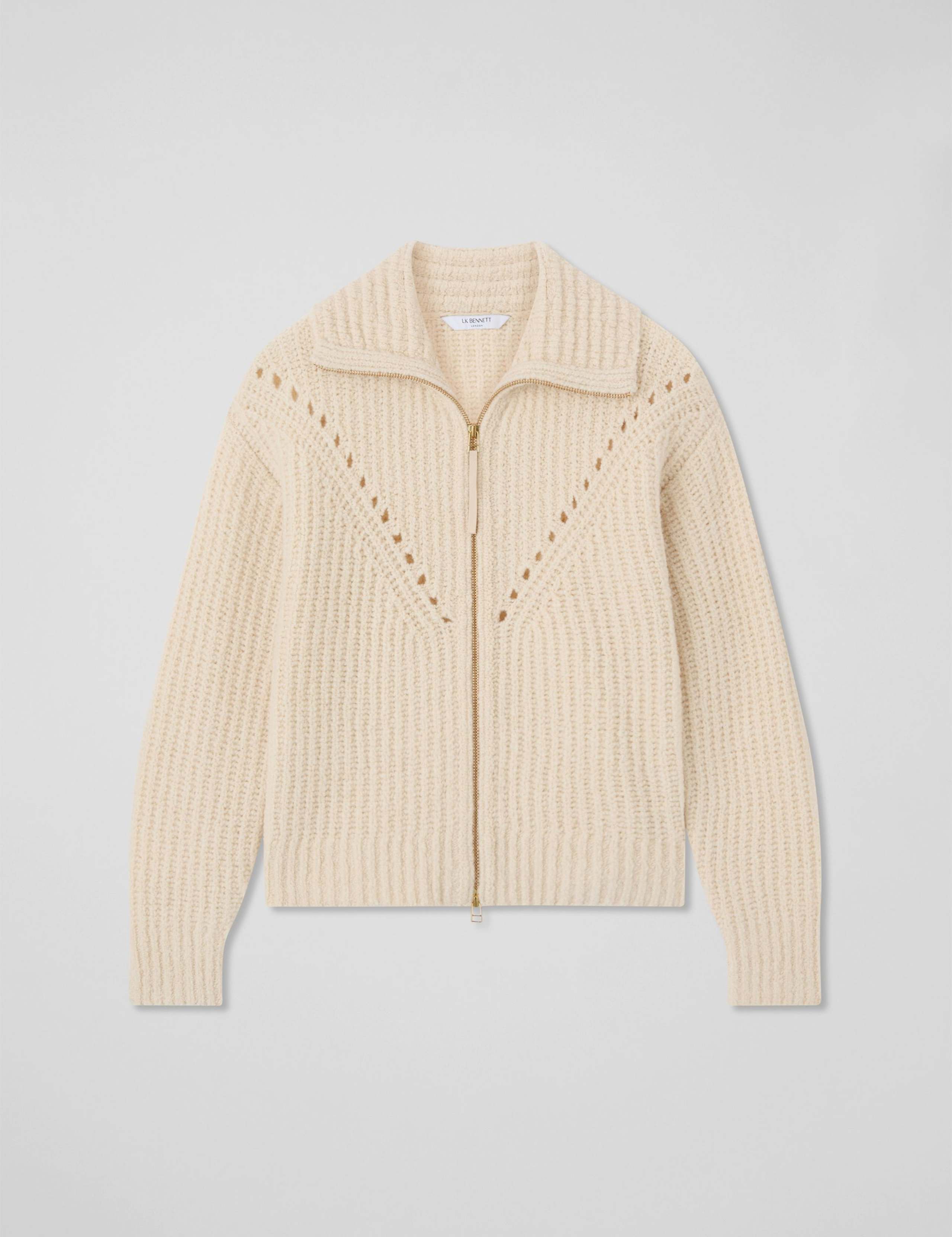 Merino Wool Rich Textured Collared Cardigan 2 of 4