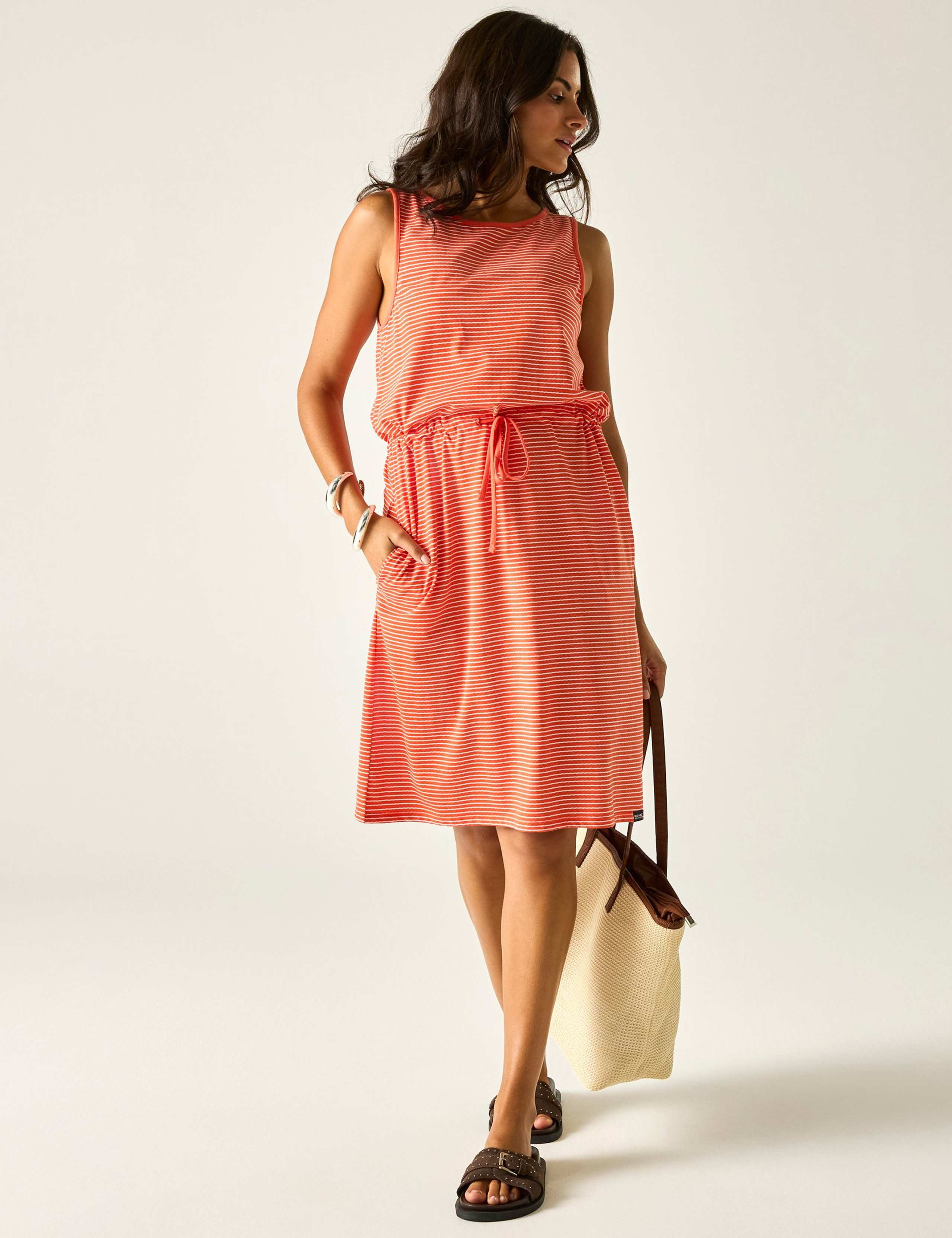 Amore Cotton Rich Striped Waisted Dress 1 of 6