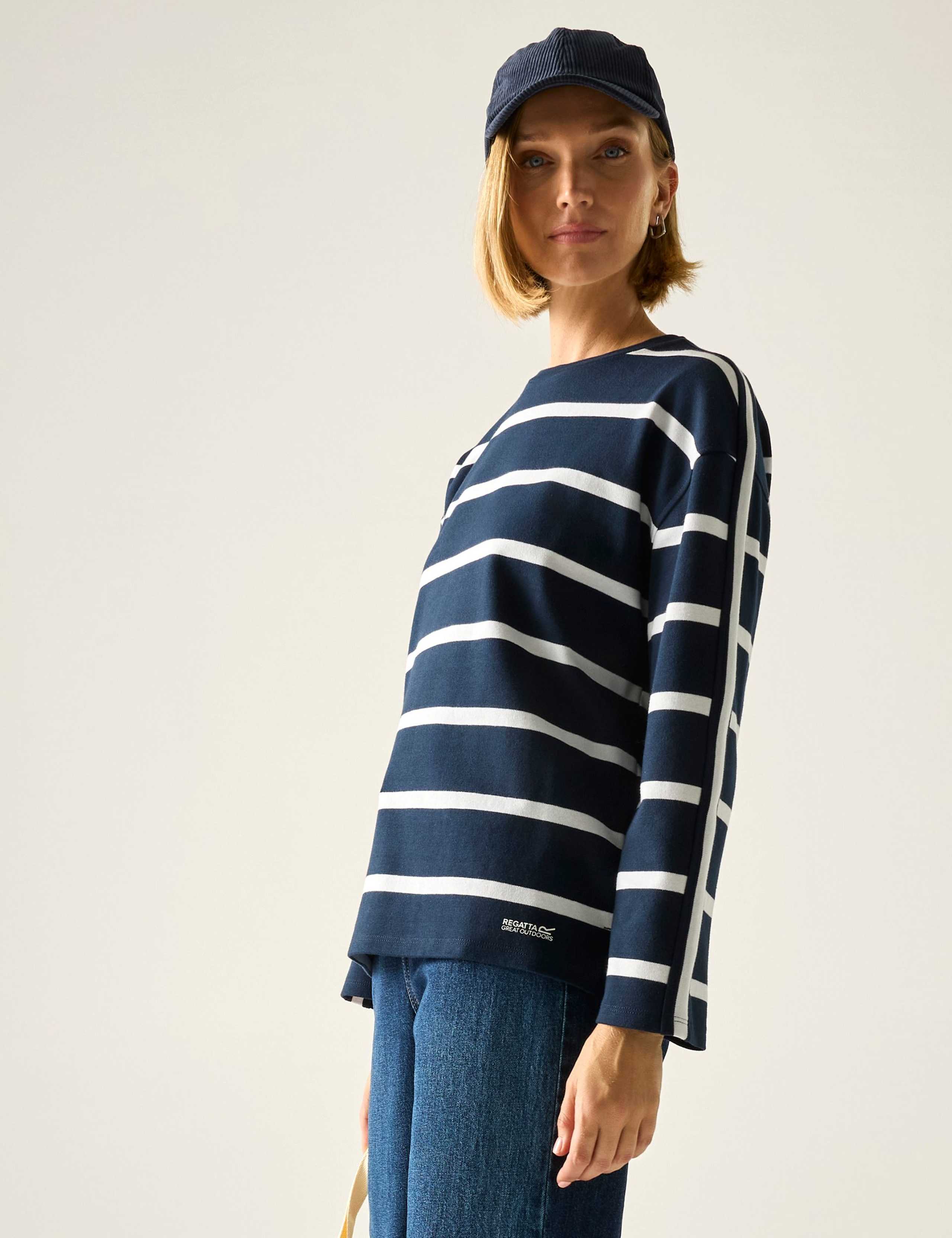 Avira Cotton Rich Striped Sweatshirt 1 of 7