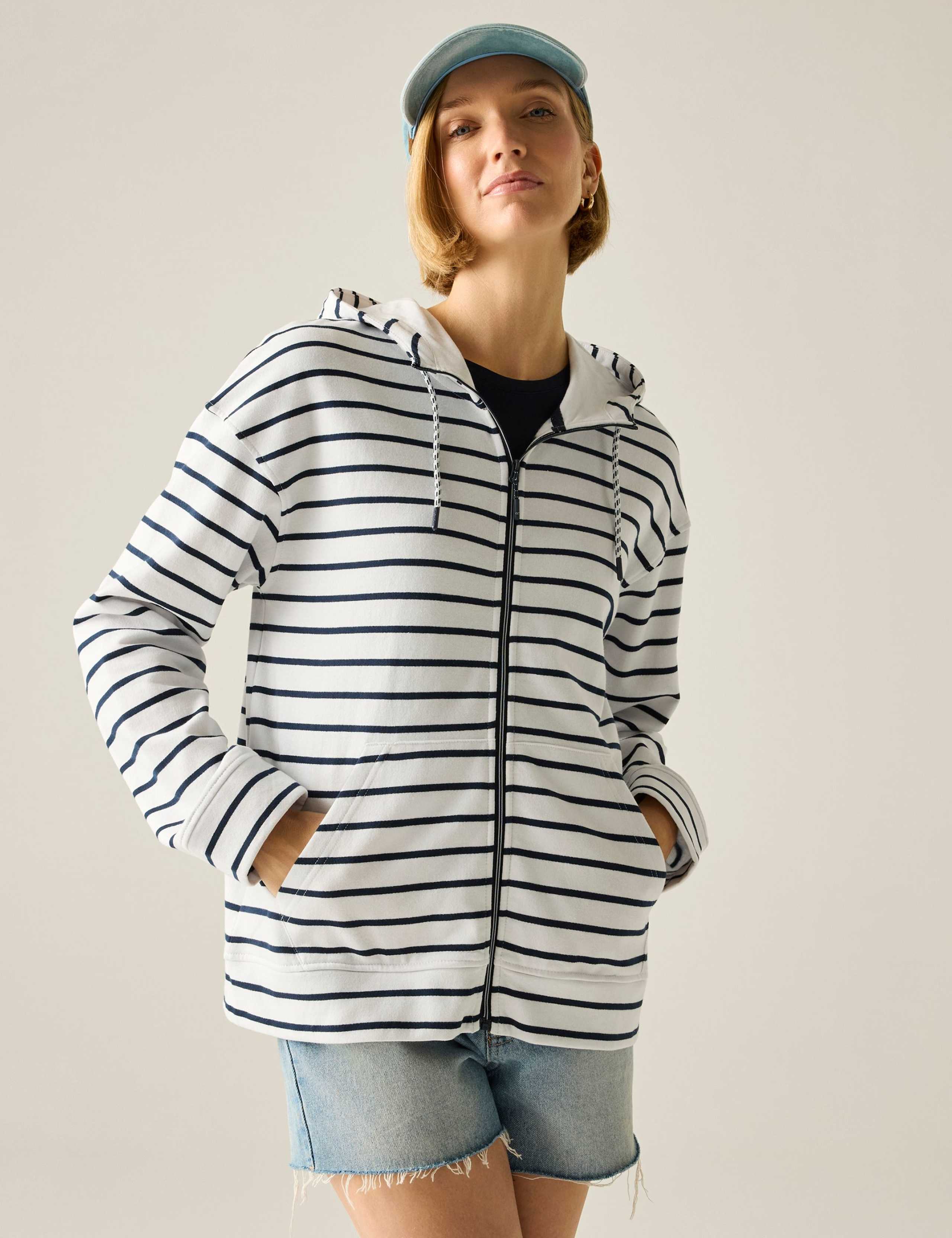 Bayletta Cotton Rich Striped Zip Up Hoodie 1 of 6