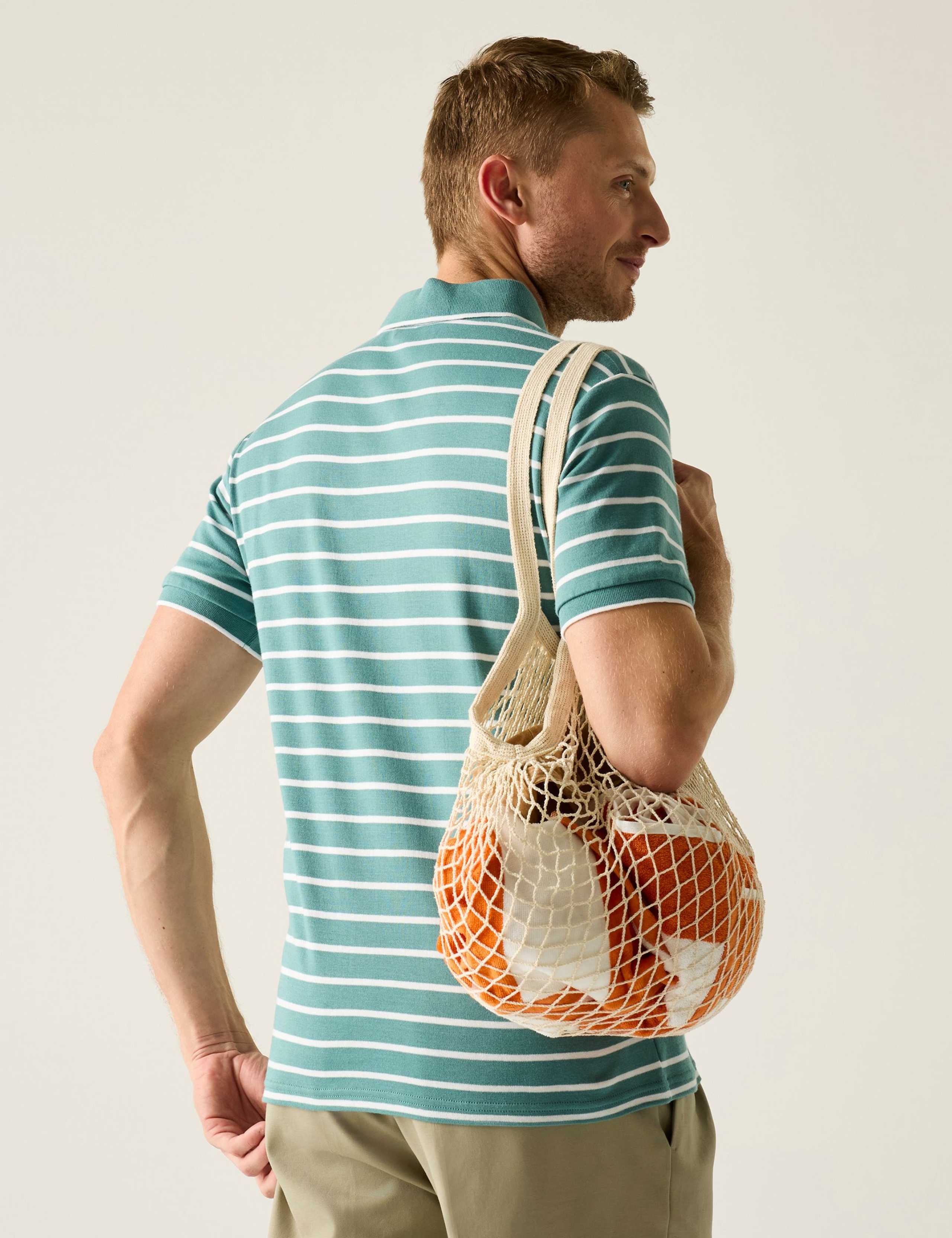 Tiver Pure Cotton Striped Polo Shirt 5 of 5