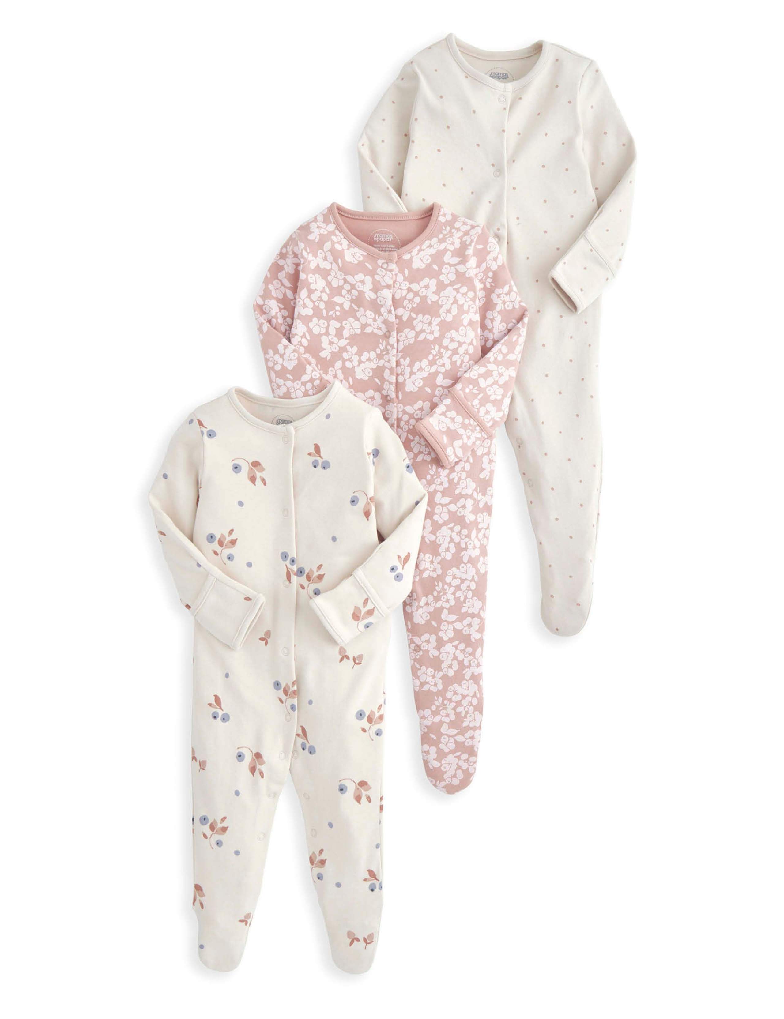 3pk Pure Cotton Printed Sleepsuits (0-24 Mths) 2 of 2