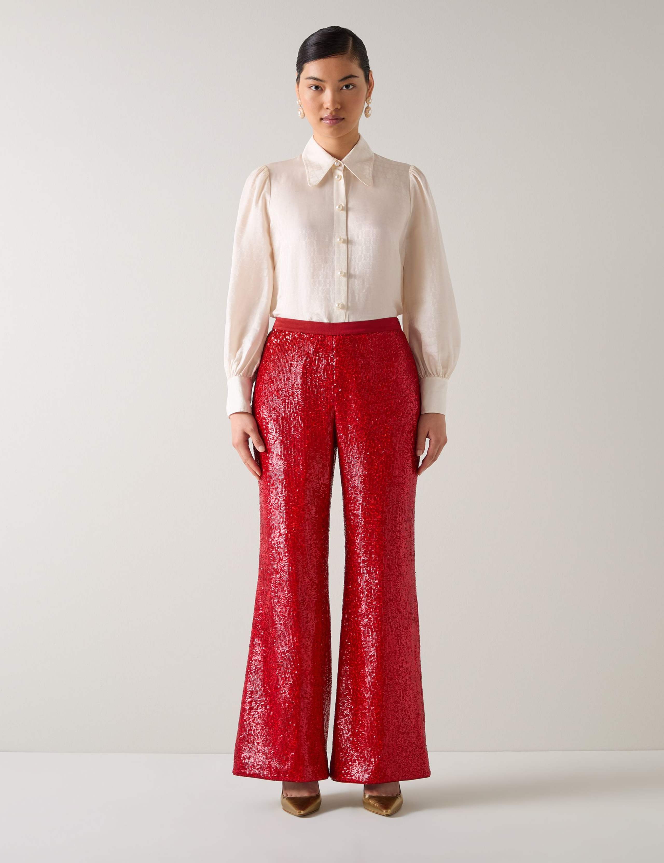 Sequin Embellished Wide Leg Trousers 1 of 5