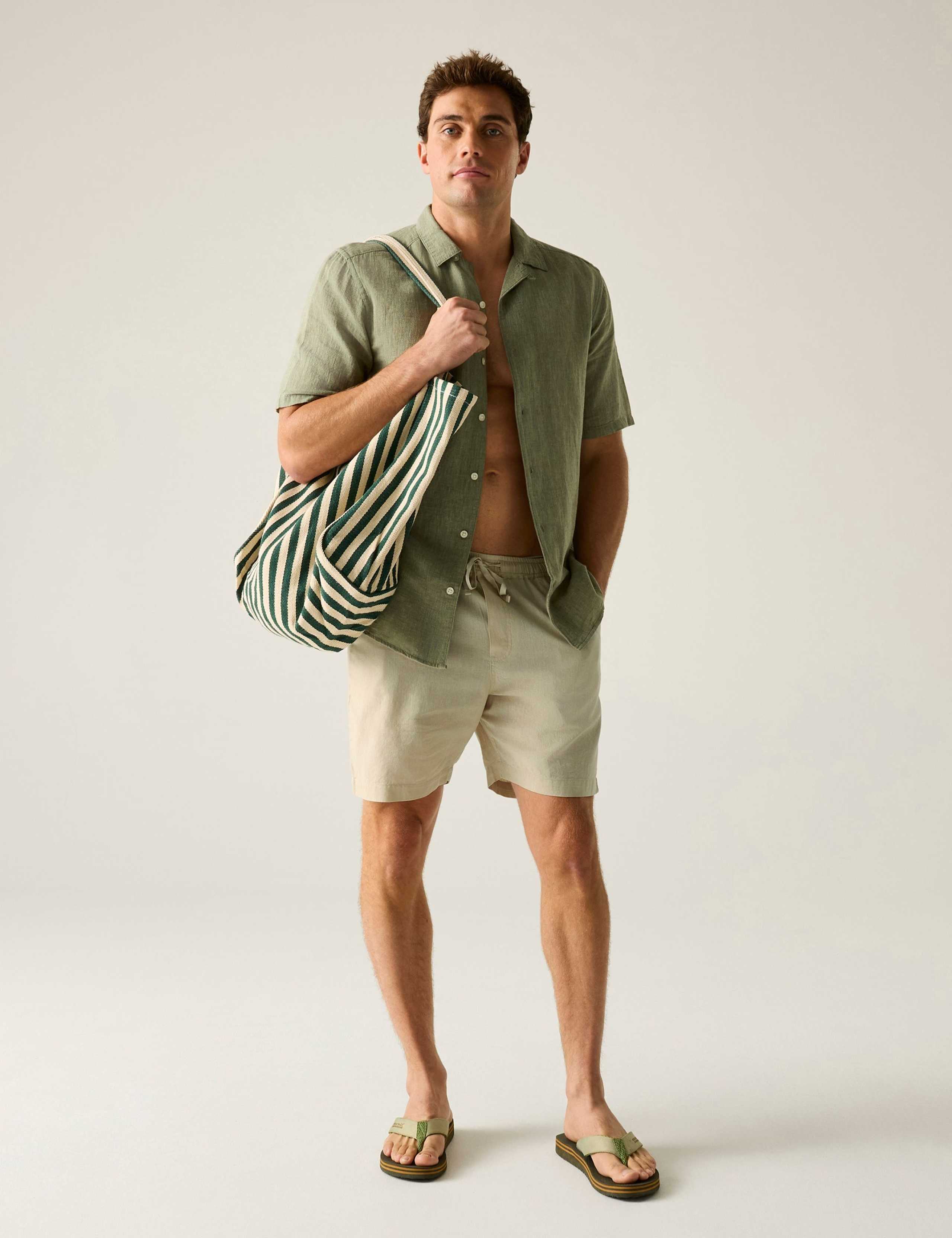 Hadlin Cotton Rich Shorts with Linen 3 of 5