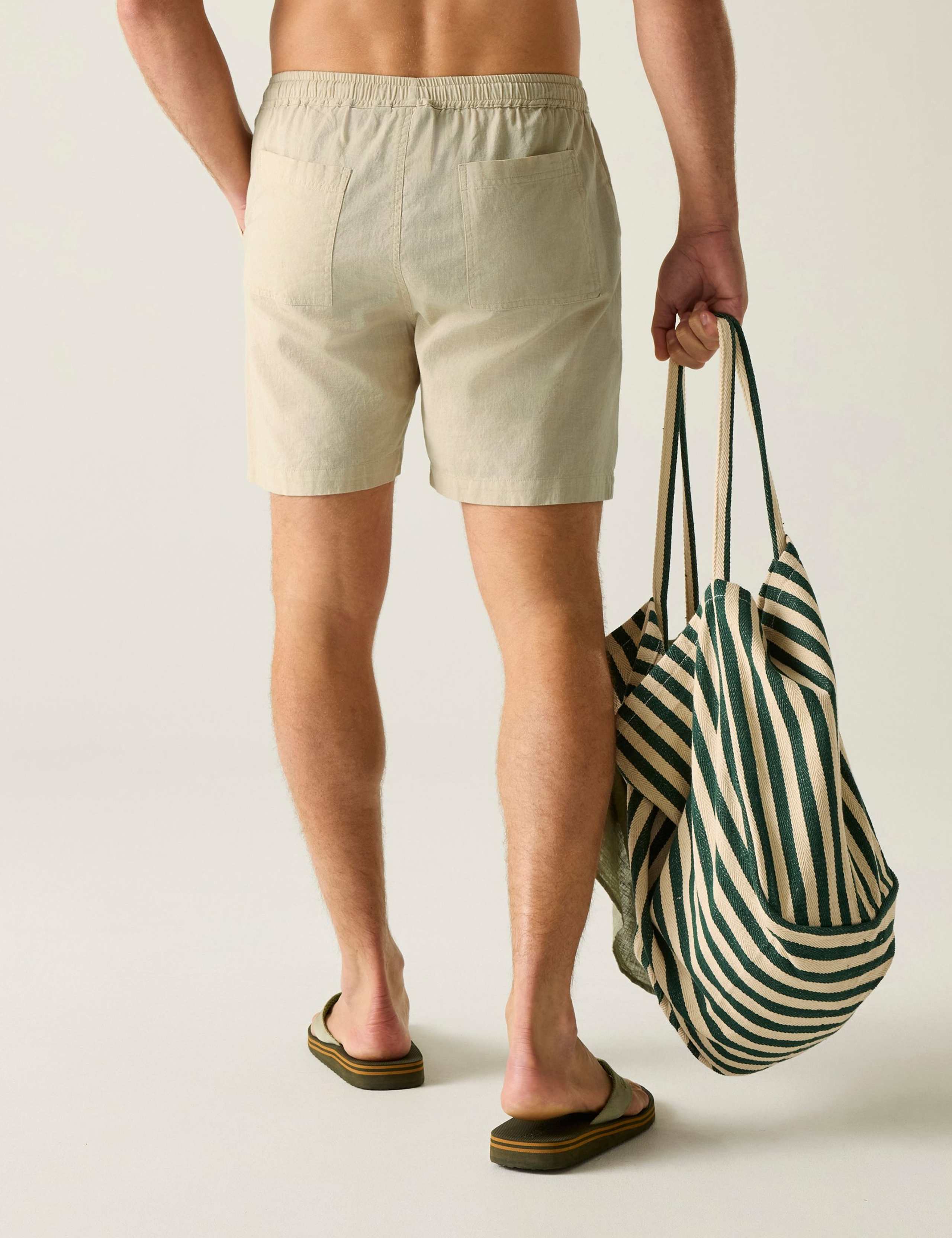 Hadlin Cotton Rich Shorts with Linen 4 of 5