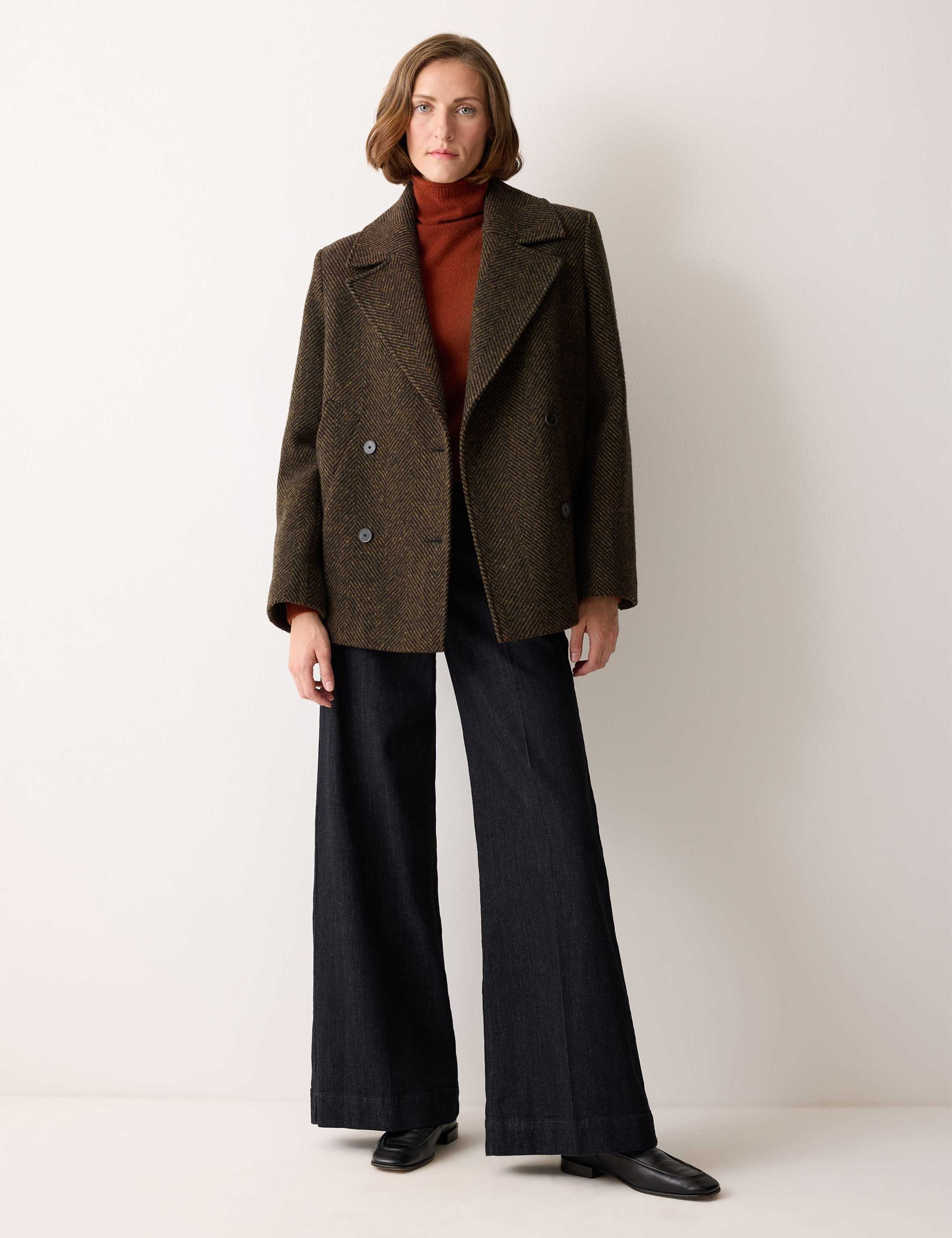 Wool Rich Herringbone Tailored Peacoat 4 of 6