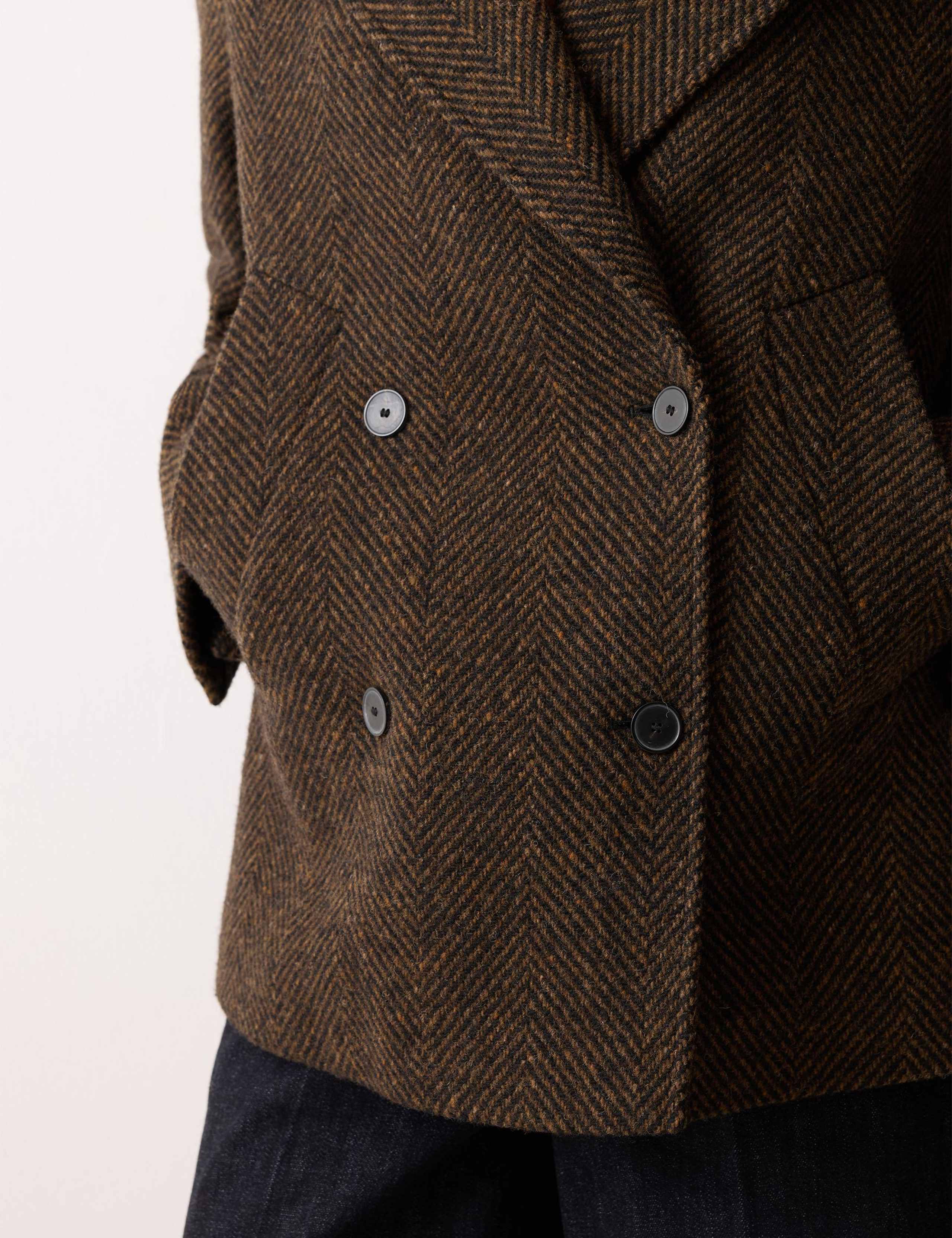 Wool Rich Herringbone Tailored Peacoat 6 of 6