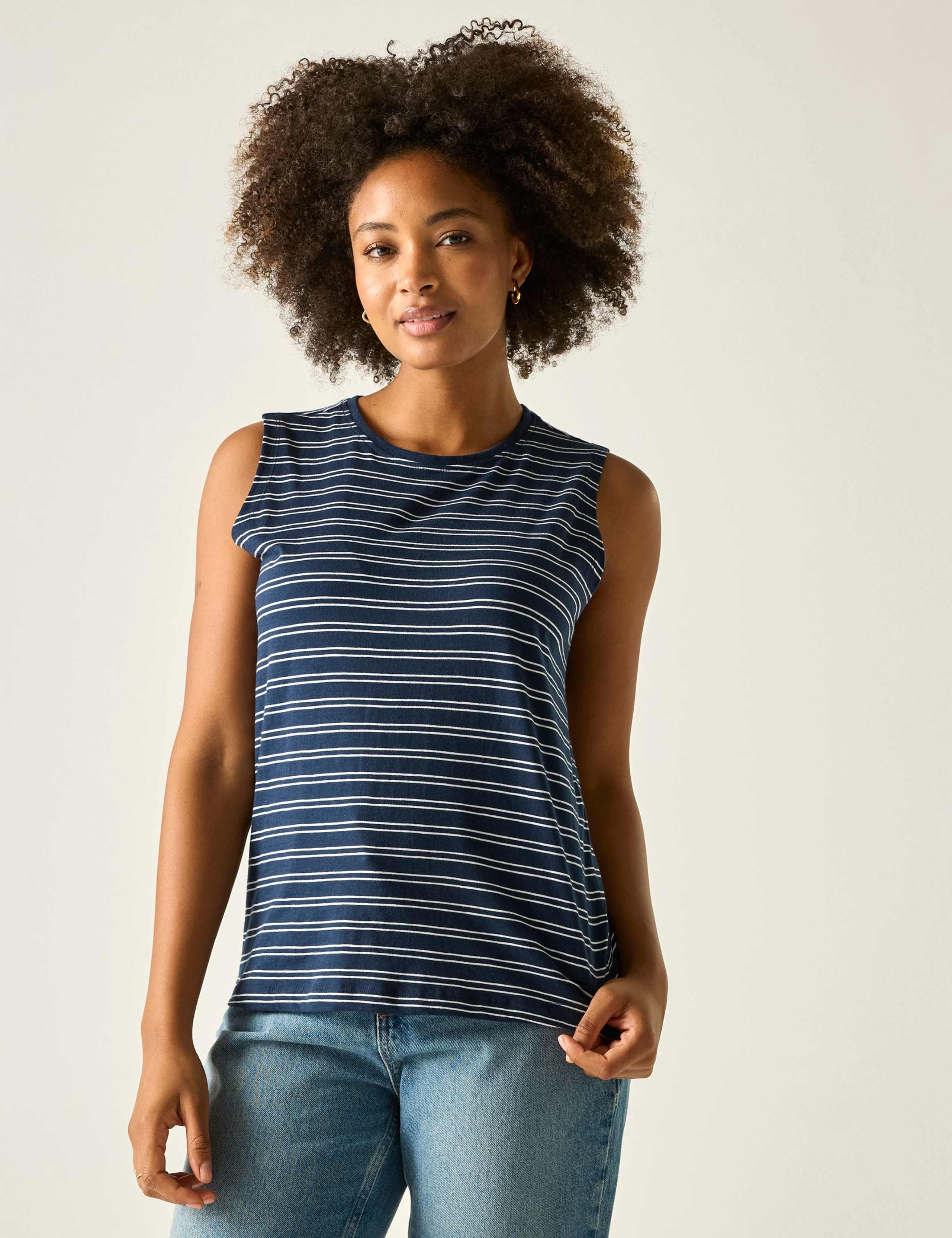 Fariene Pure Cotton Striped Vest Top 1 of 5