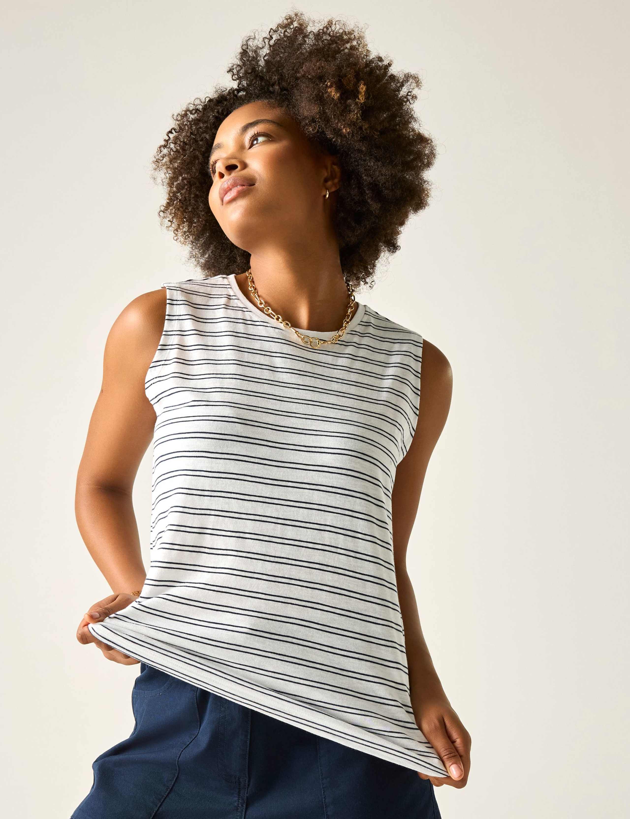 Fariene Pure Cotton Striped Vest Top 4 of 5