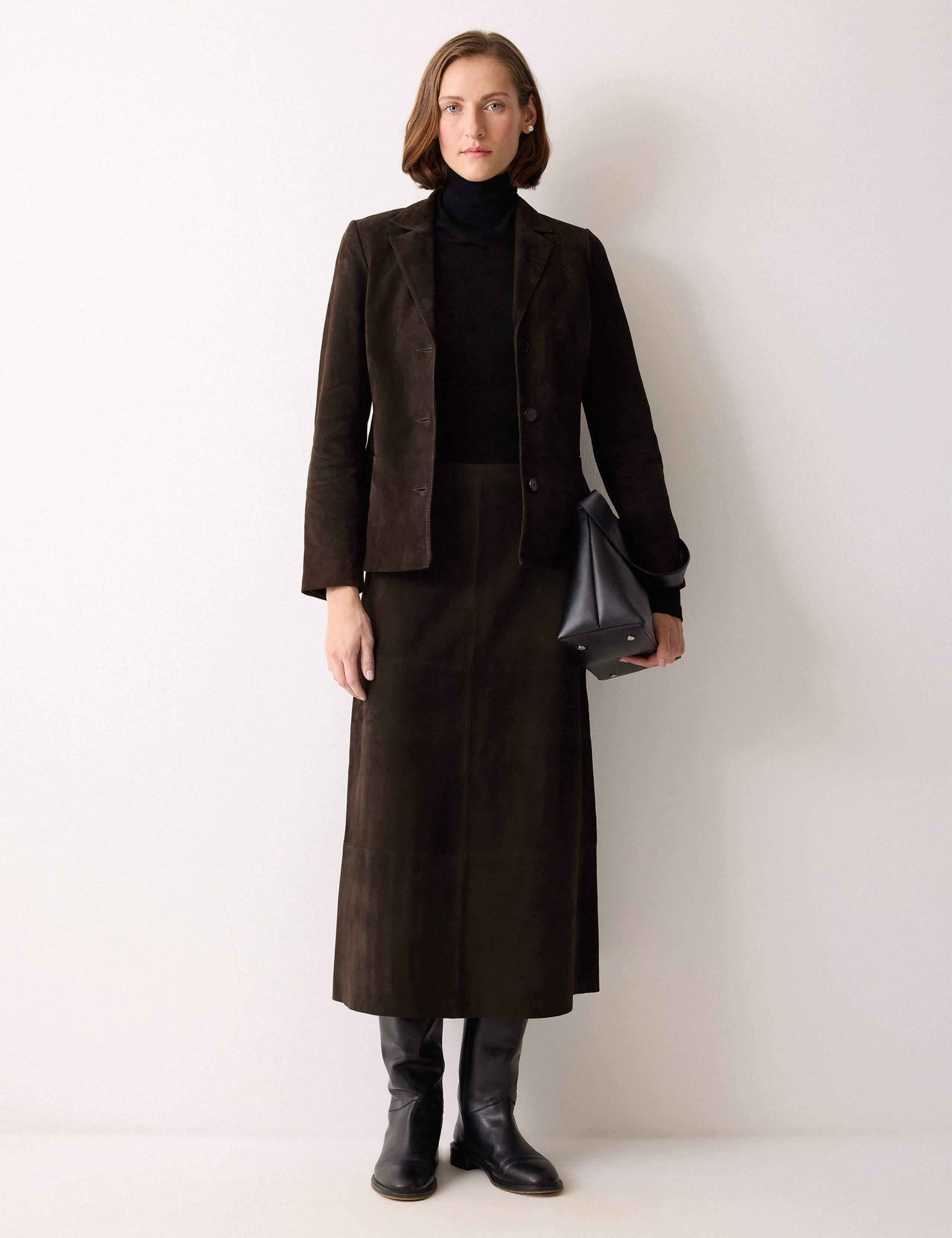 Suede Single Breasted Tailored Blazer 3 of 6