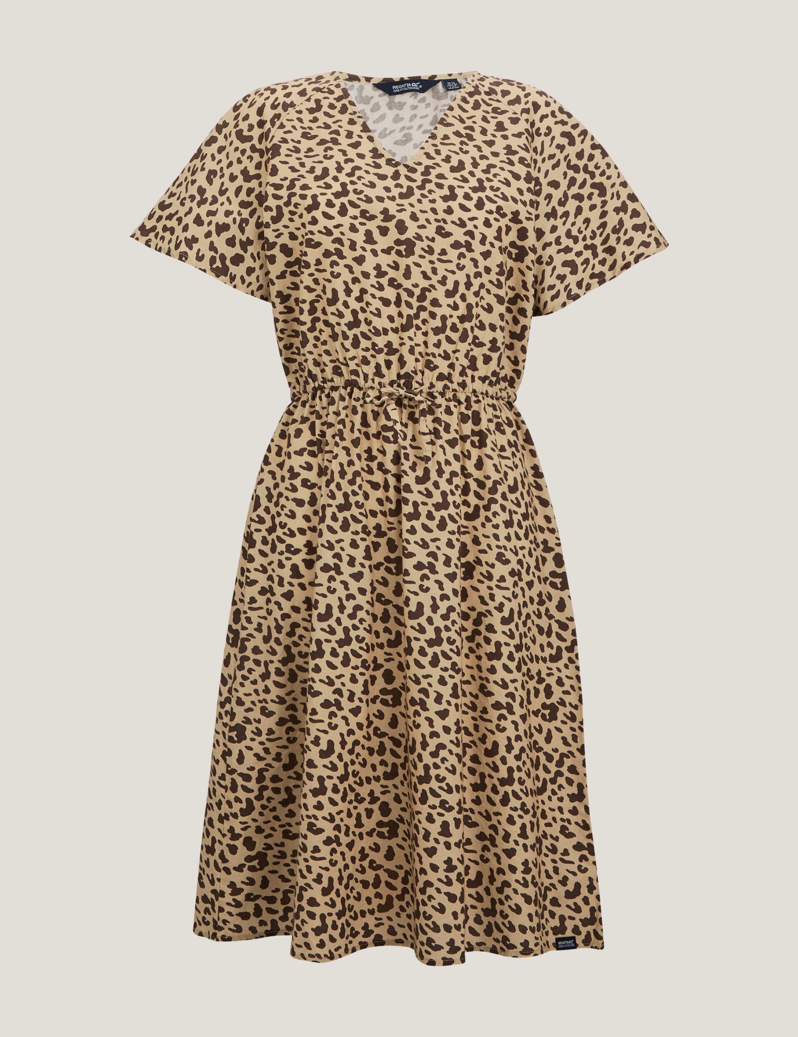Elona Pure Cotton Animal Print V-Neck Dress 2 of 7